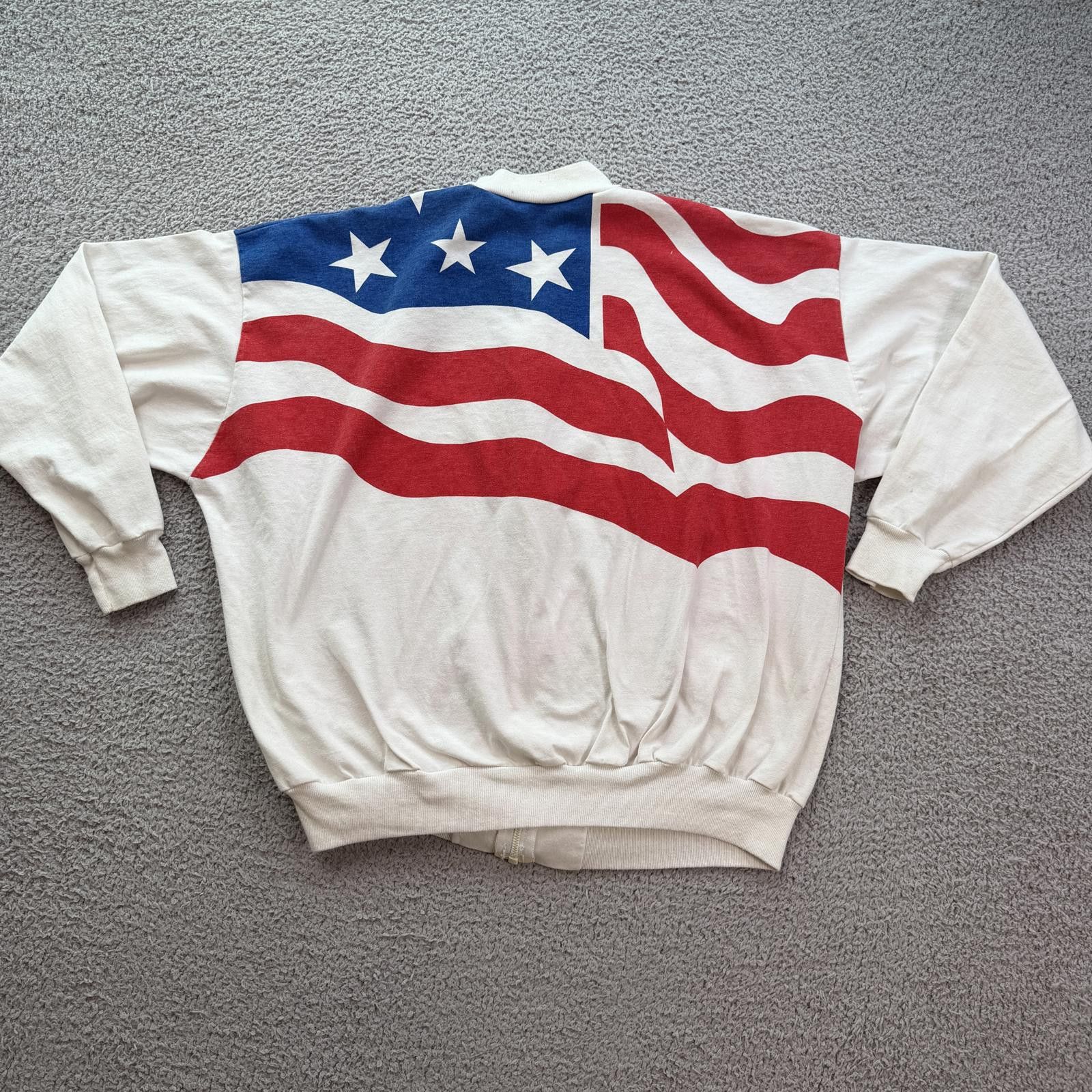 Other Vintage 90s USA Flag Full Zip Sweatshirt Patriotic American Size US XL / EU 56 / 4 - 2 Thumbnail