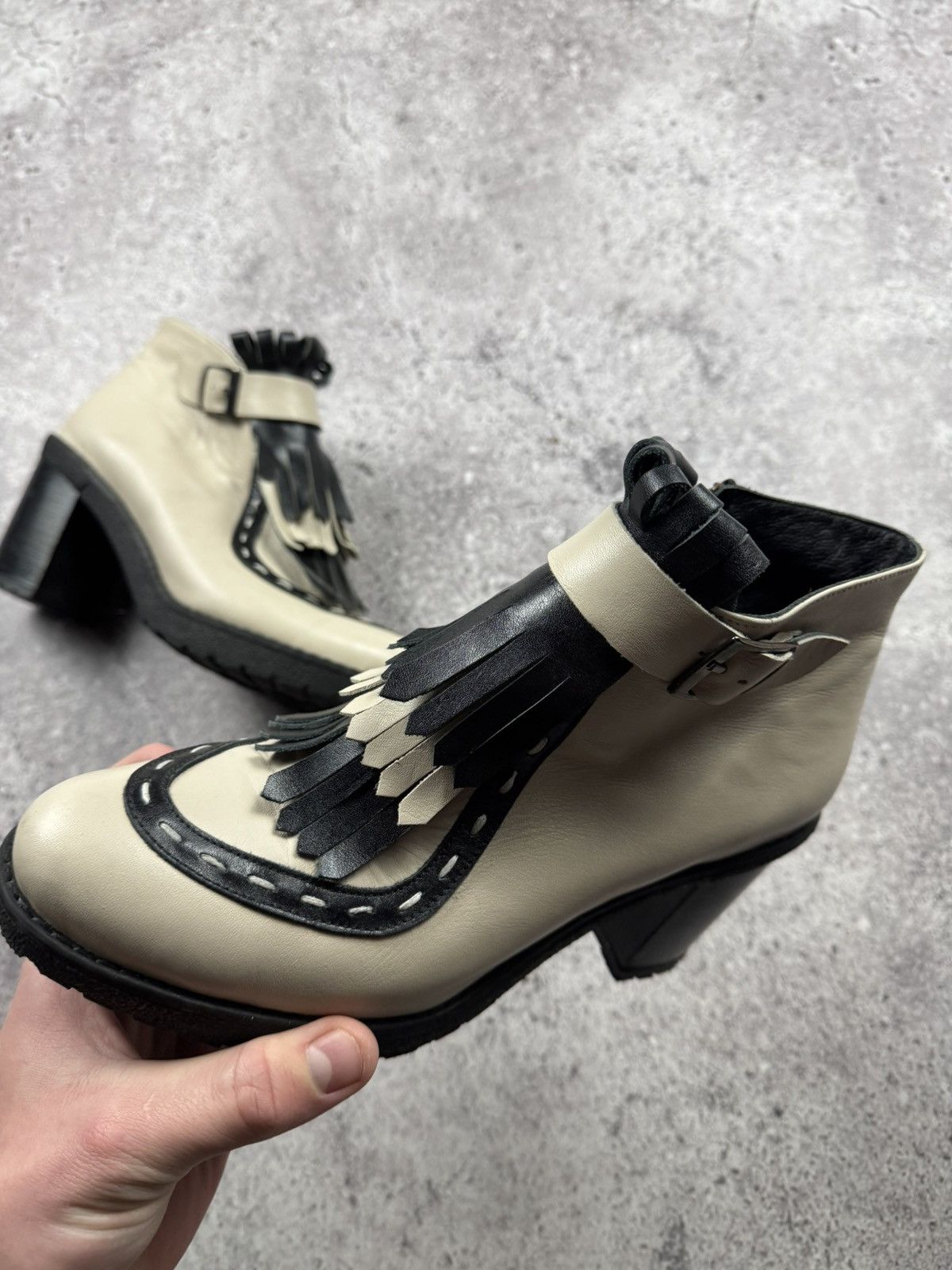 Japanese Brand Vintage Rick Owen’s Style Y2K Leather Fridge Heels Boots 00s Size US 8 / IT 38 - 11 Thumbnail