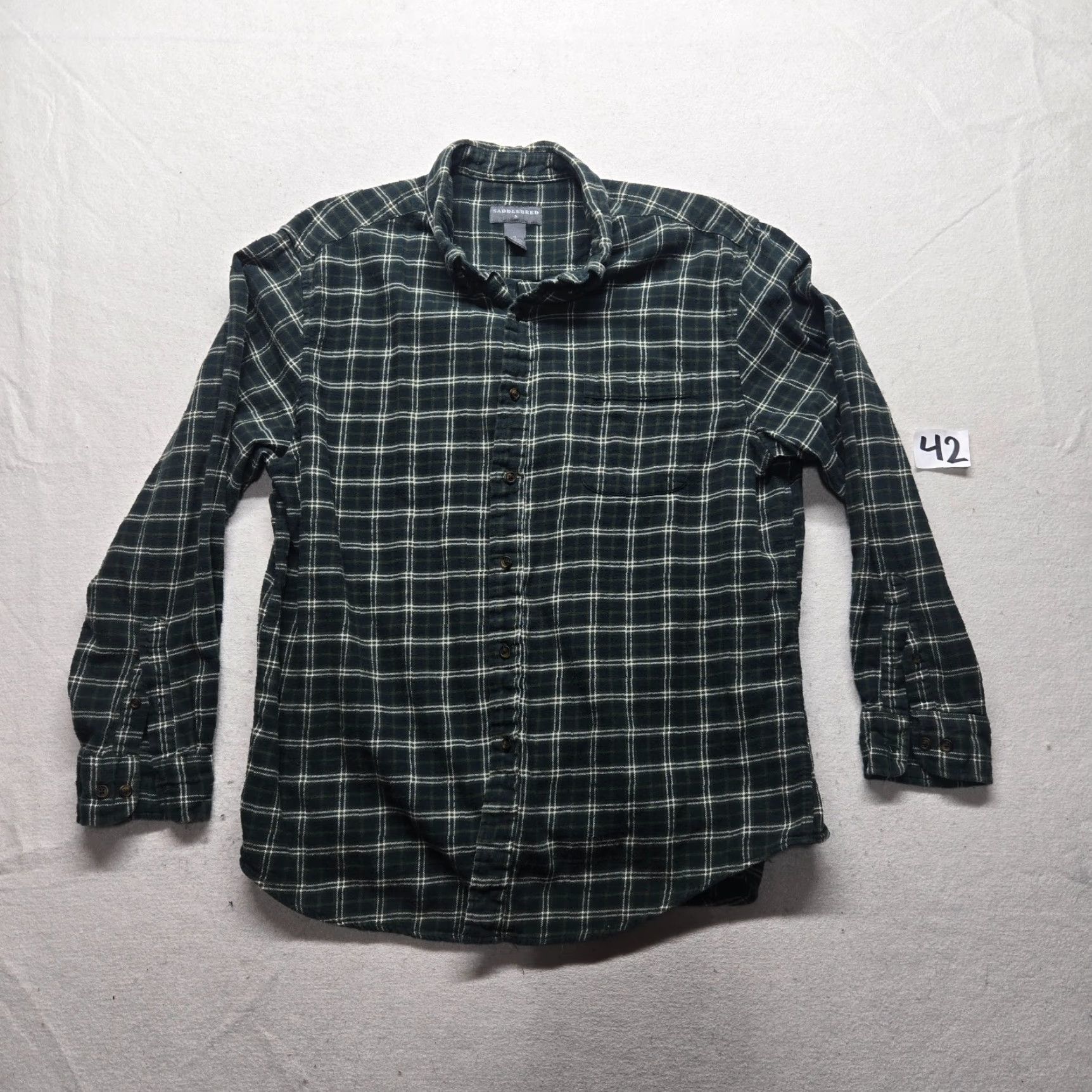 Vintage Saddlebred Shirt Button-Up Plaid Blue Check Brown Cotton Adult Men's XL Fall Winter Casual Classic Size US XL / EU 56 / 4 - 2 Thumbnail