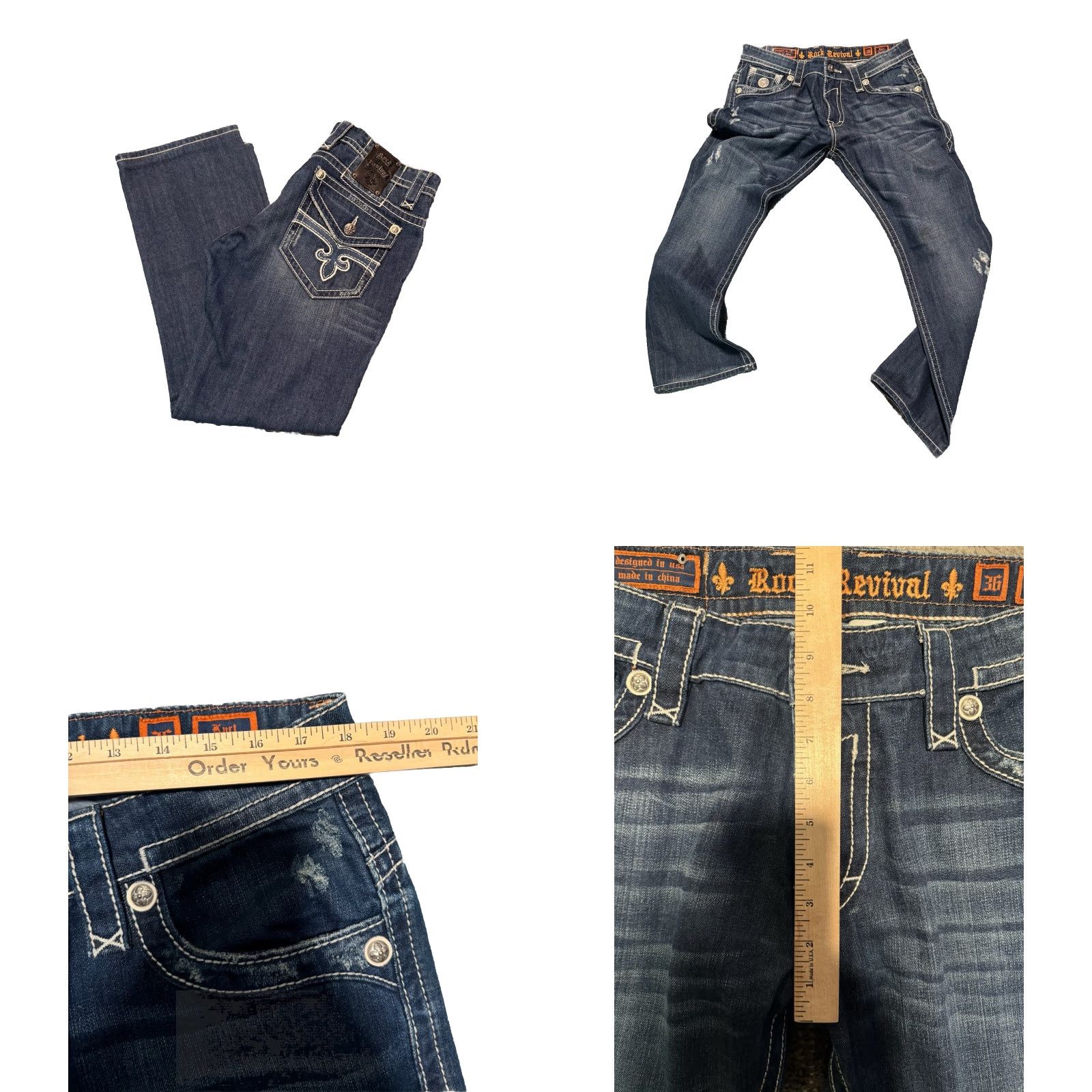 Vintage Rock Revival Jeans Blue Denim Kurt Straight Leg 36x31 Mens Regular 5-Pocket Denim Blue Jeans Rock Revival Size US 36 / EU 52 - 10 Thumbnail