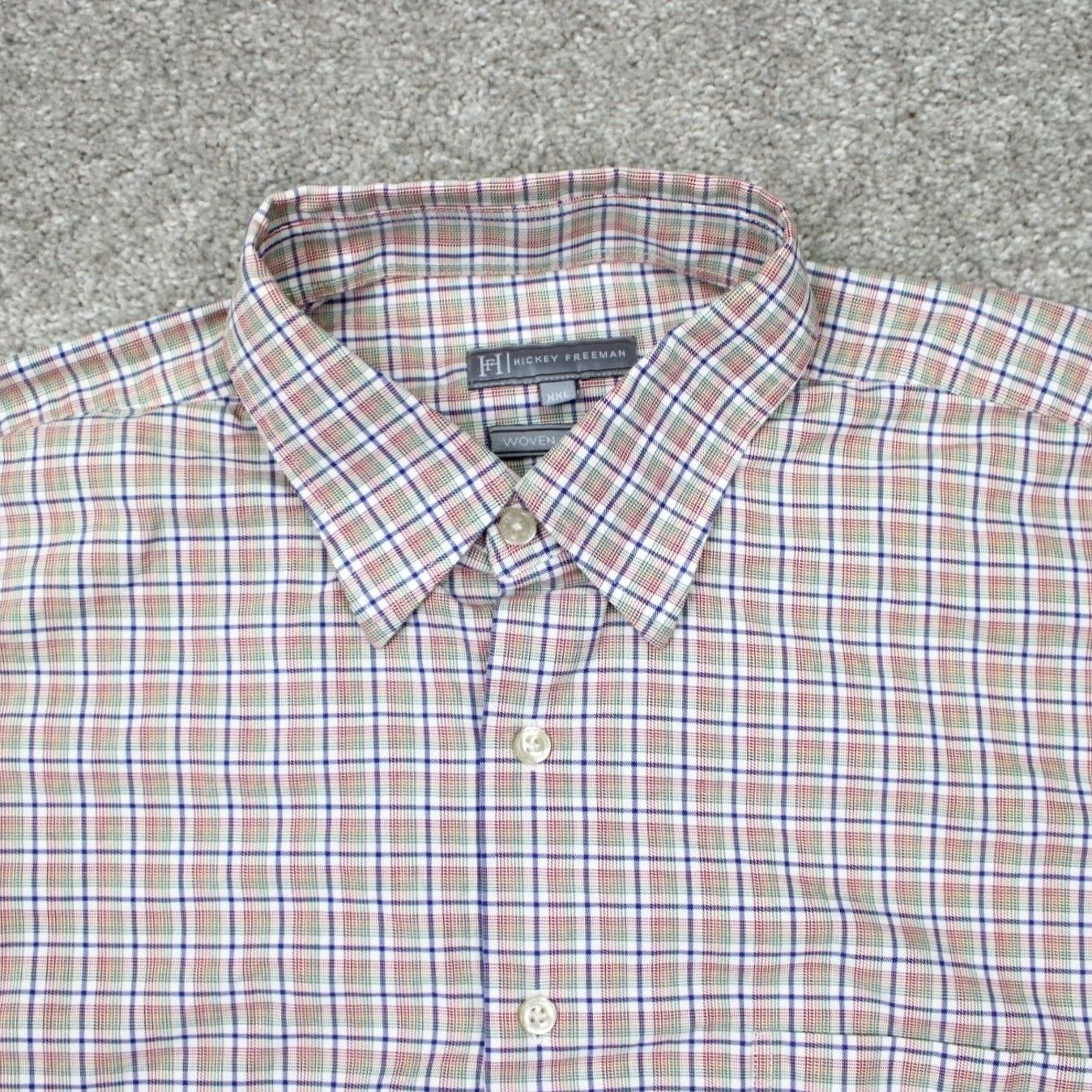 Vintage Hickey Freeman Shirt Mens 2XL XXL Orange/Blue Cotton L/S Button Woven in Italy Size US XXL / EU 58 / 5 - 6 Thumbnail