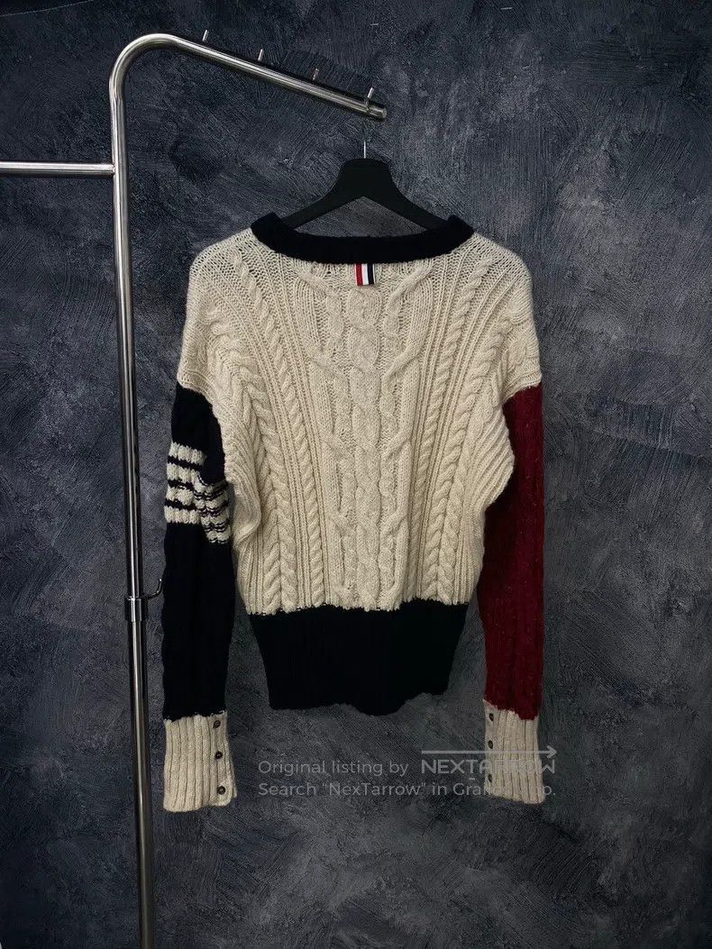 Thom Browne Thom Browne Round Neck Crewneck Wool Sweater - White Size US L / EU 52-54 / 3 - 2 Thumbnail