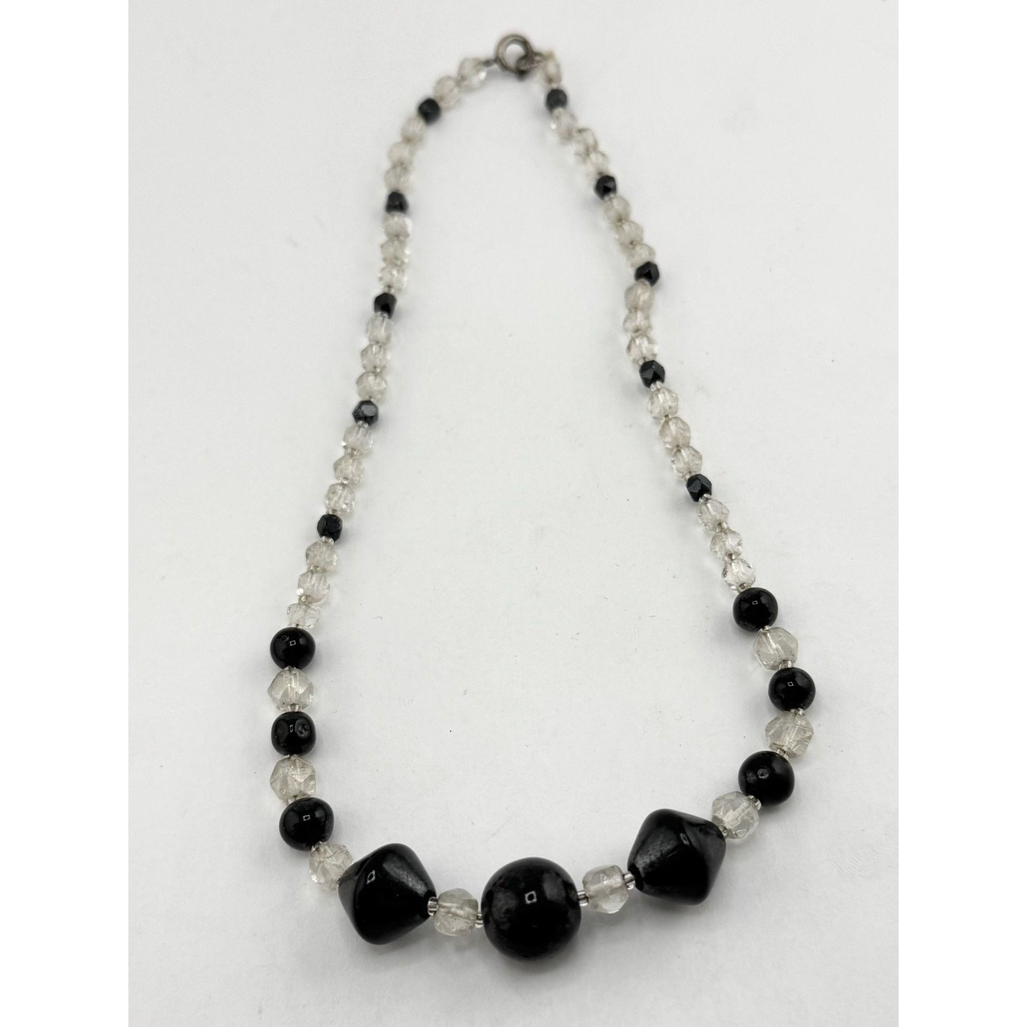 Vintage Vintage Art Deco black and clear crystal glass beaded neckla Size ONE SIZE - 3 Thumbnail