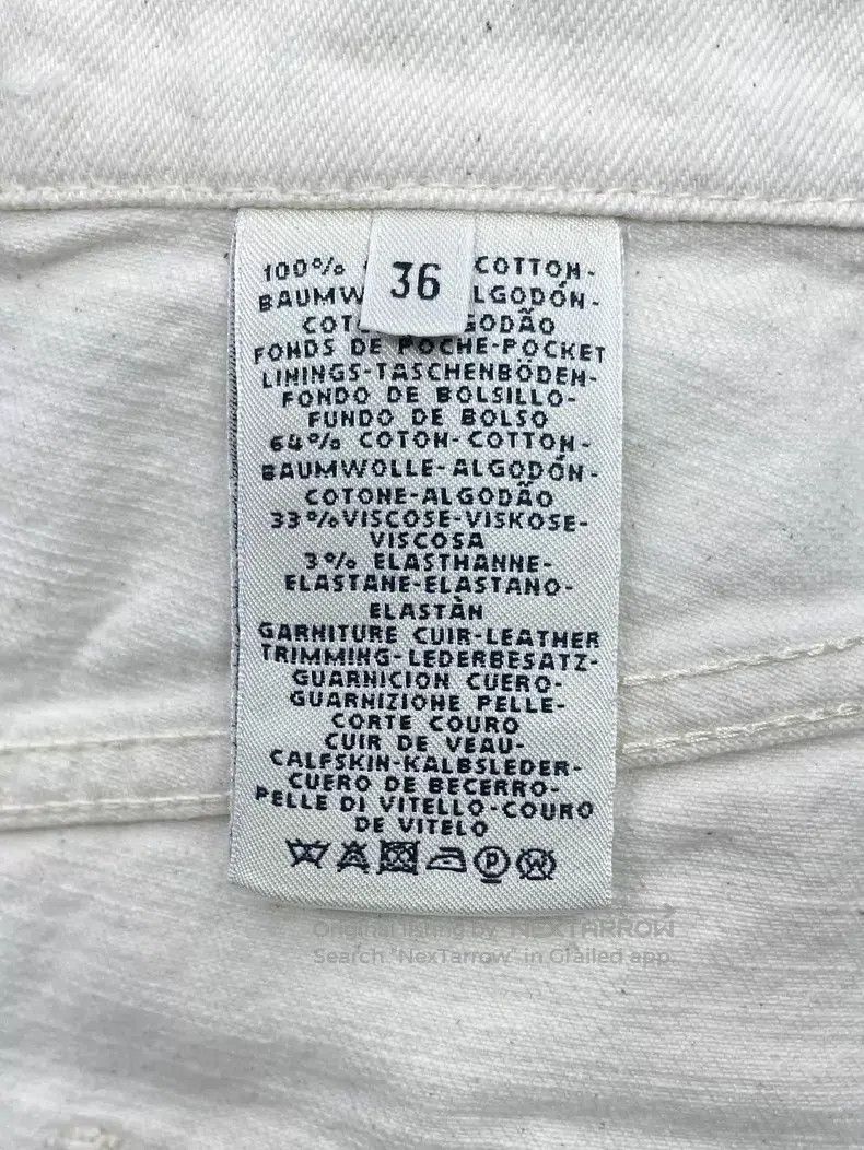 Hermes Hermes Ivory denim fabric with leather trim, A-line skirt Size 24" / US 00 / IT 34 - 4 Thumbnail