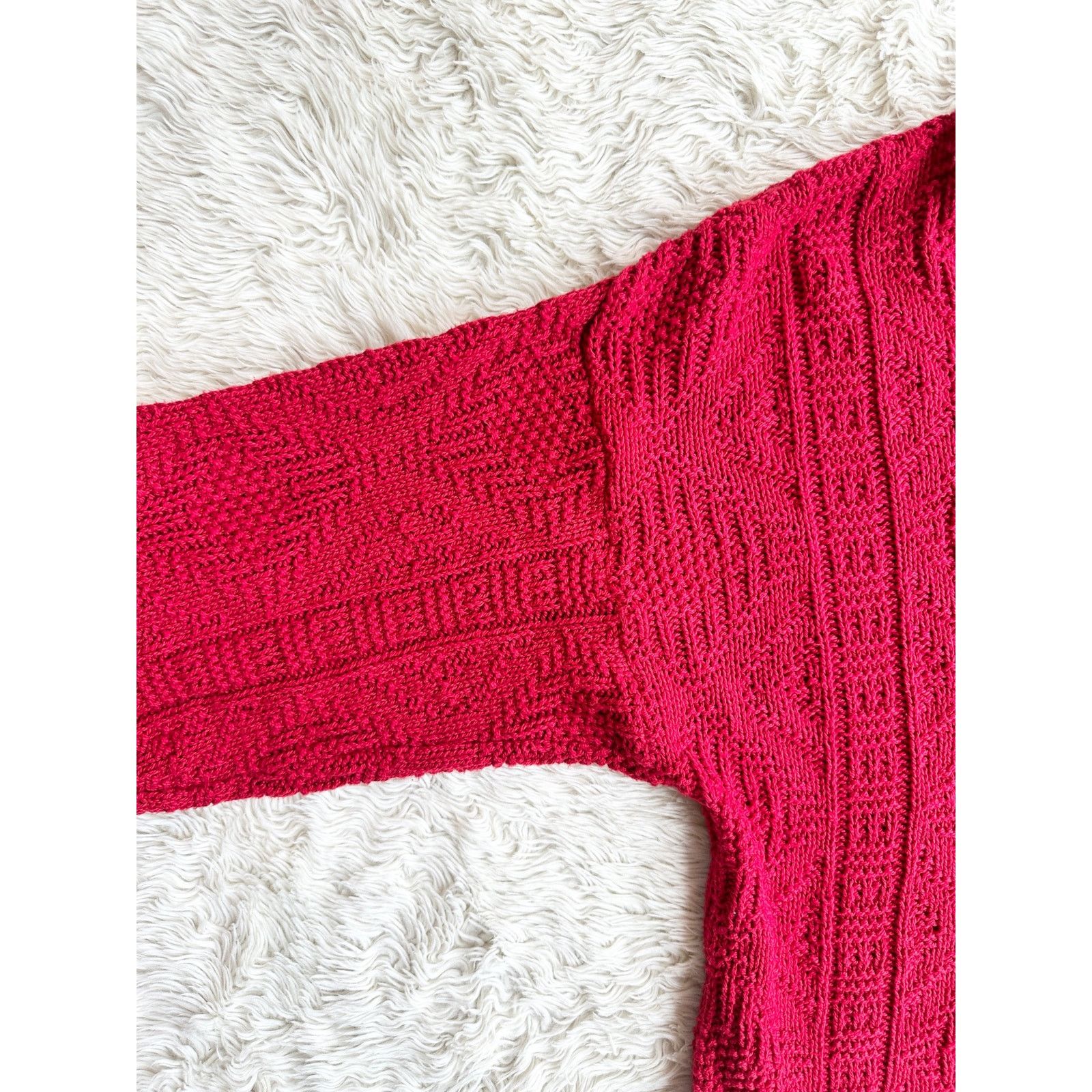 Vintage 80’s Red Cotton Cable Knit Sweater size Medium Size US M / EU 48-50 / 2 - 10 Thumbnail