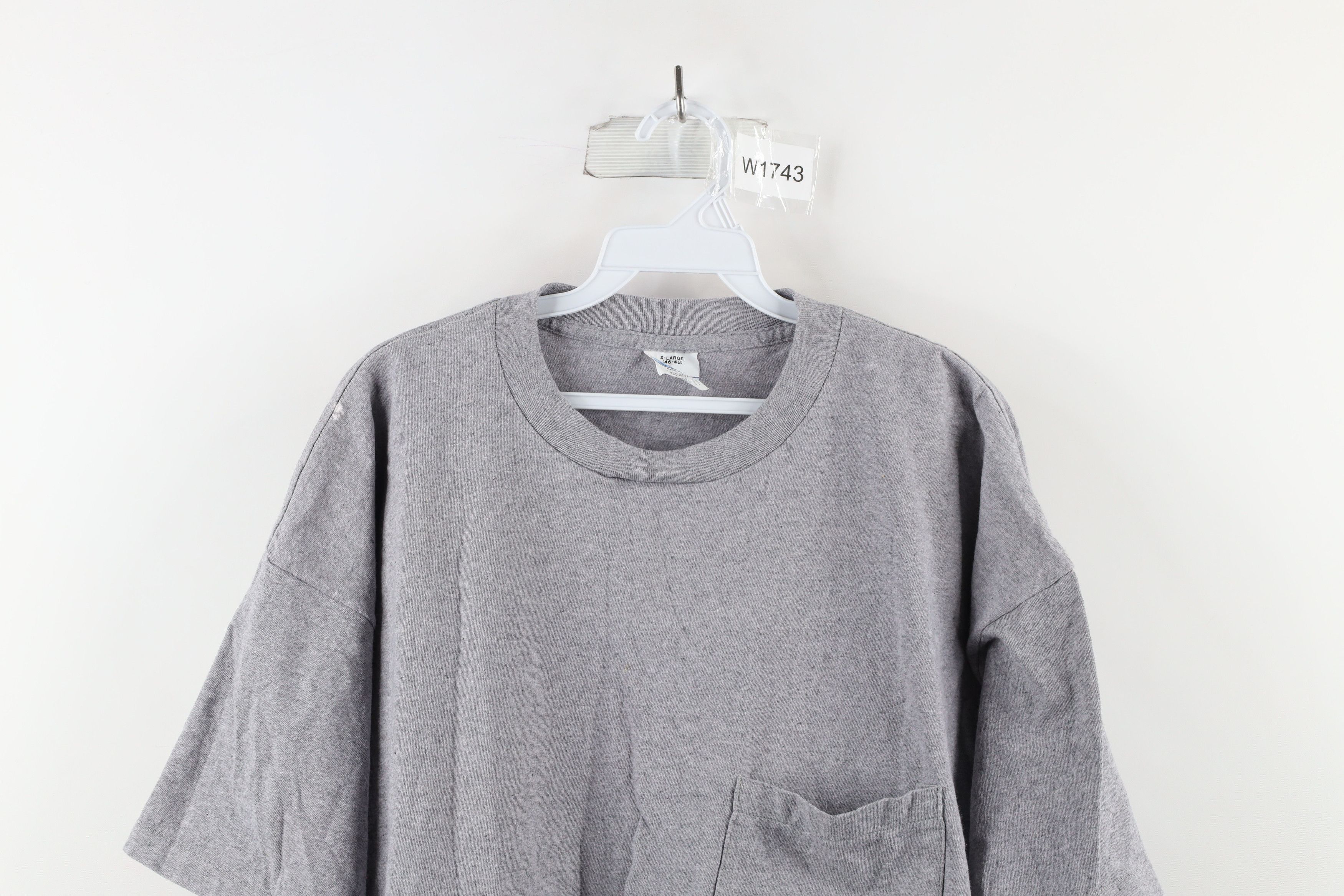 Vintage Vintage 90s Streetwear Blank Pocket T-Shirt Heather Gray USA Size US XL / EU 56 / 4 - 2 Thumbnail