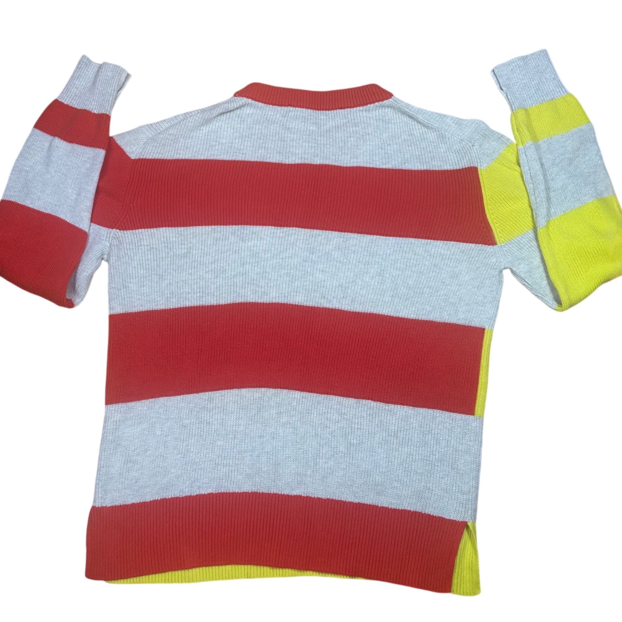 French Connection French Connection Striped Sweater Gray Yellow Orange Cotton Size M / US 6-8 / IT 42-44 - 3 Thumbnail