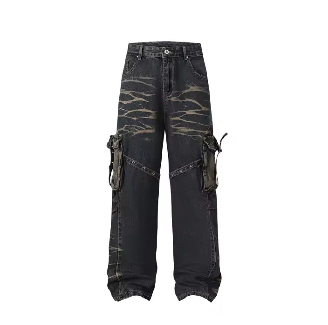 Japanese Brand × Jean American Style Pleated Multi-pocket Strap Jeans Size US 32 / EU 48 - 4 Thumbnail