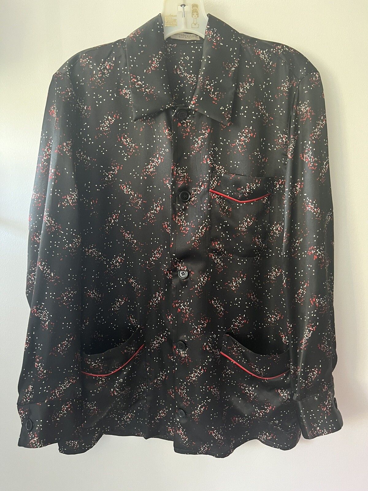 Bottega Veneta Men’s Black Pixel Pattern Pyjama Shirt Made in Italy Size US M / EU 48-50 / 2 - 1 Thumbnail