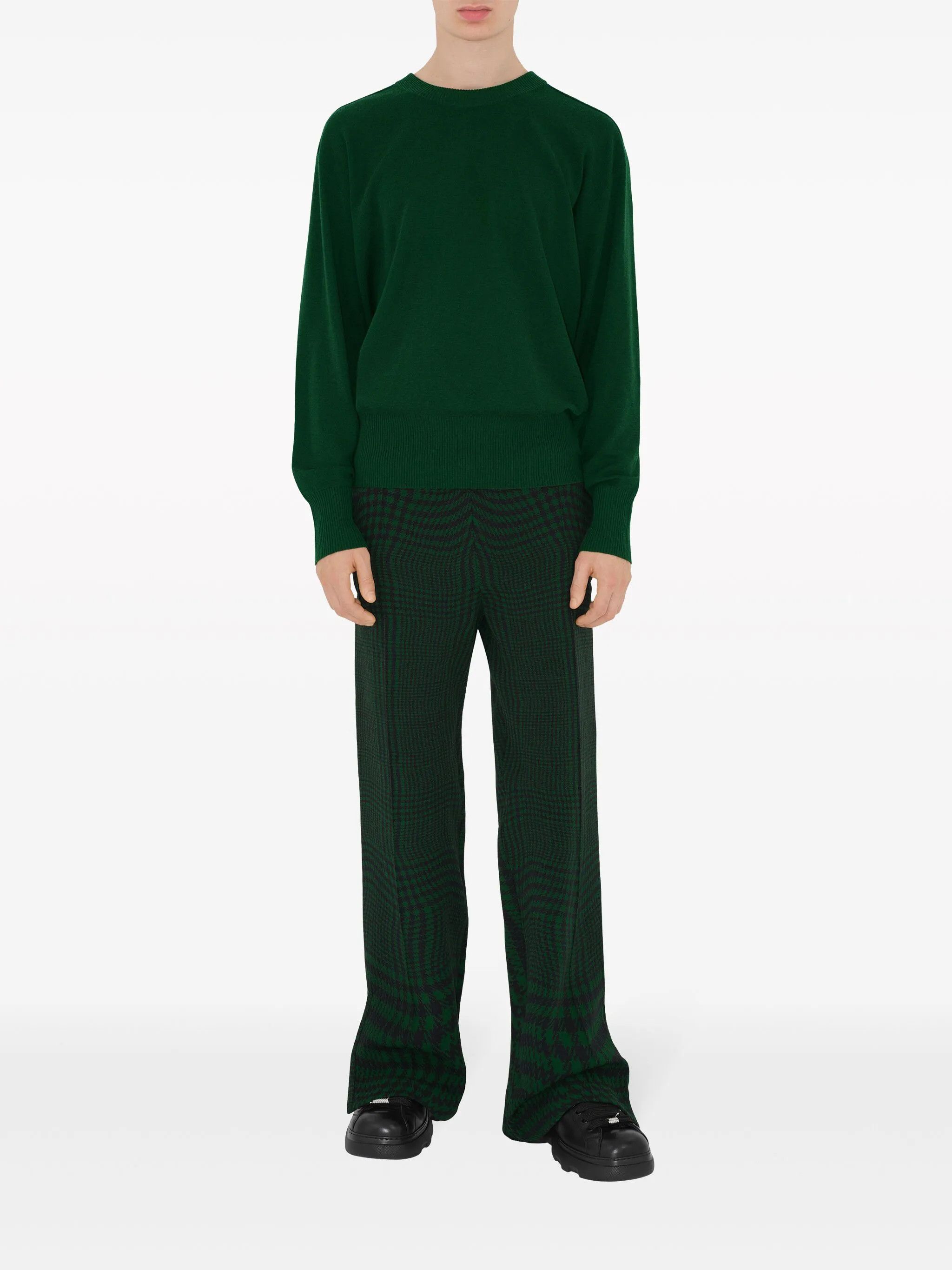 Burberry BURBERRY solid ivy green straight fit wool sweater Medium Size US M / EU 48-50 / 2 - 4 Thumbnail