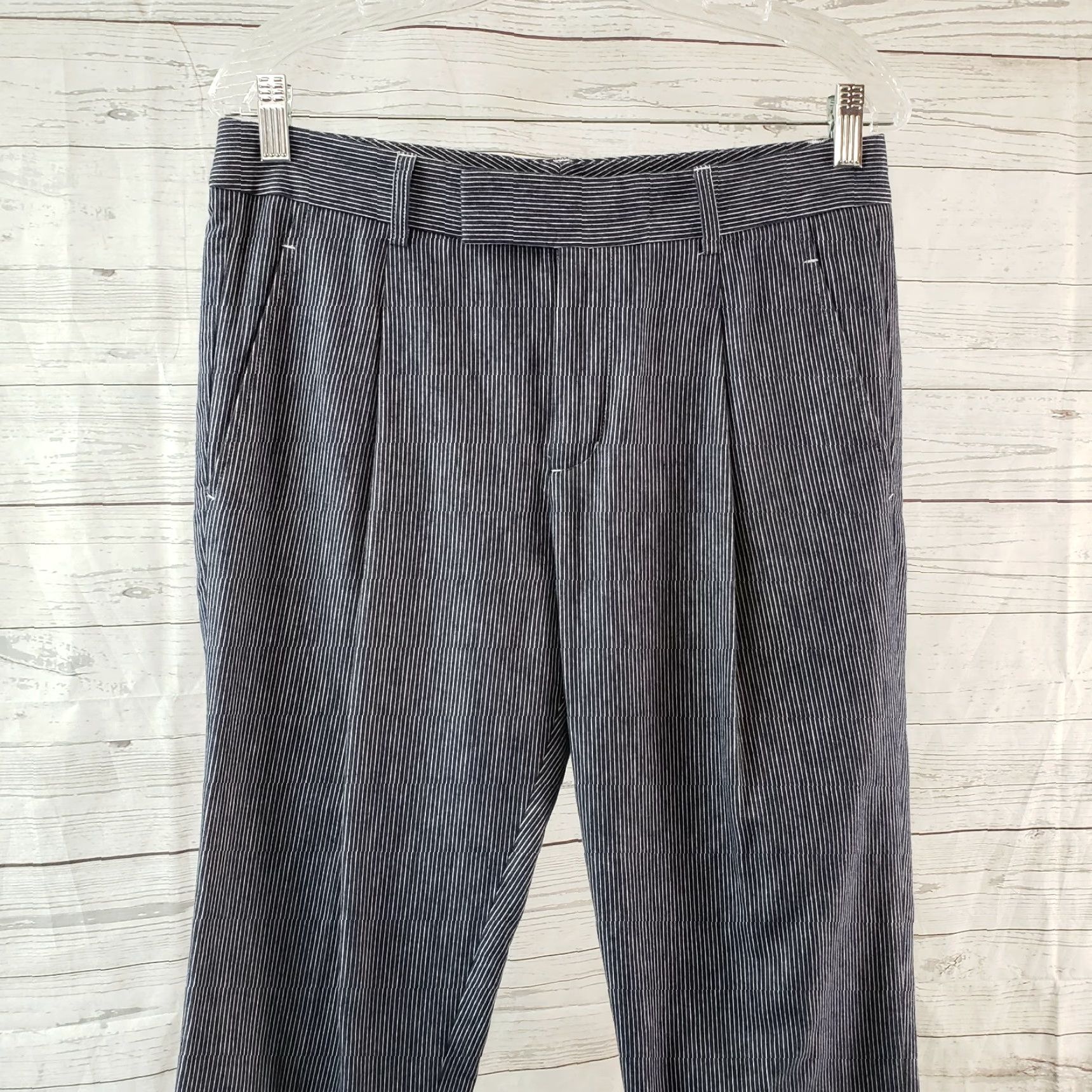 Vince Vince Womens Pants Sz 6 Blue White Striped Pleated Front Mid Rose Cotton Pants Mens? Size 28" / US 6 / IT 42 - 2 Thumbnail