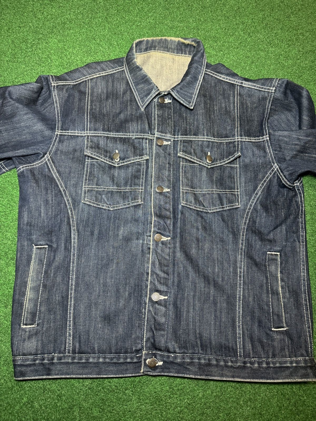 Vintage Denim Jacket XXL Baggy Hip Hop 90s Y2K Dark Wash Jean Jacket Size US XXL / EU 58 / 5 - 5 Thumbnail