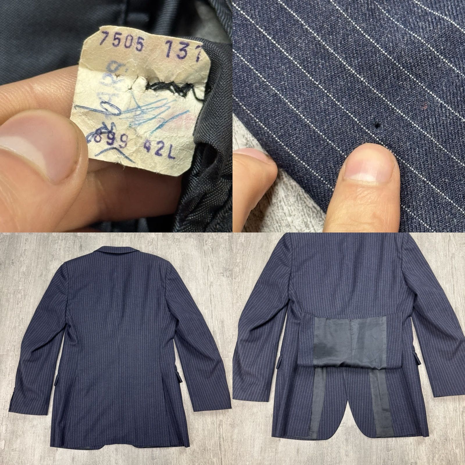 Yves Saint Laurent VINTAGE Yves Saint Laurent Blazer Wool Navy Blue Pinstripe 42 L Men Regular Wool Blazer Notch Lapel 2-Button Single-Breasted Double-Vented 90s Classic Size 42R - 8 Thumbnail
