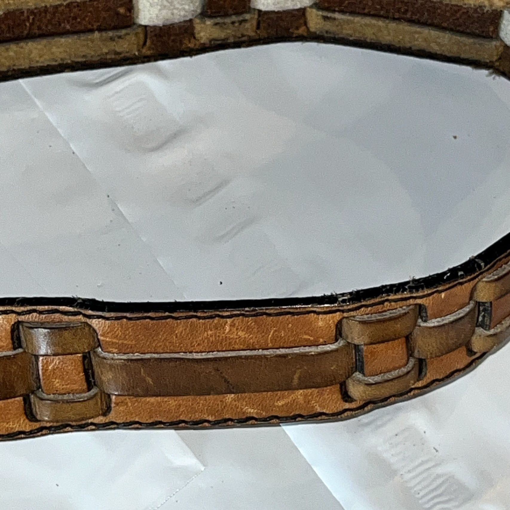 Jordache VINTAGE Jordache HORSE LOGO Brown Braided Leather Belt Sz 30 Solid Brass Buckle Womens Size ONE SIZE - 4 Thumbnail