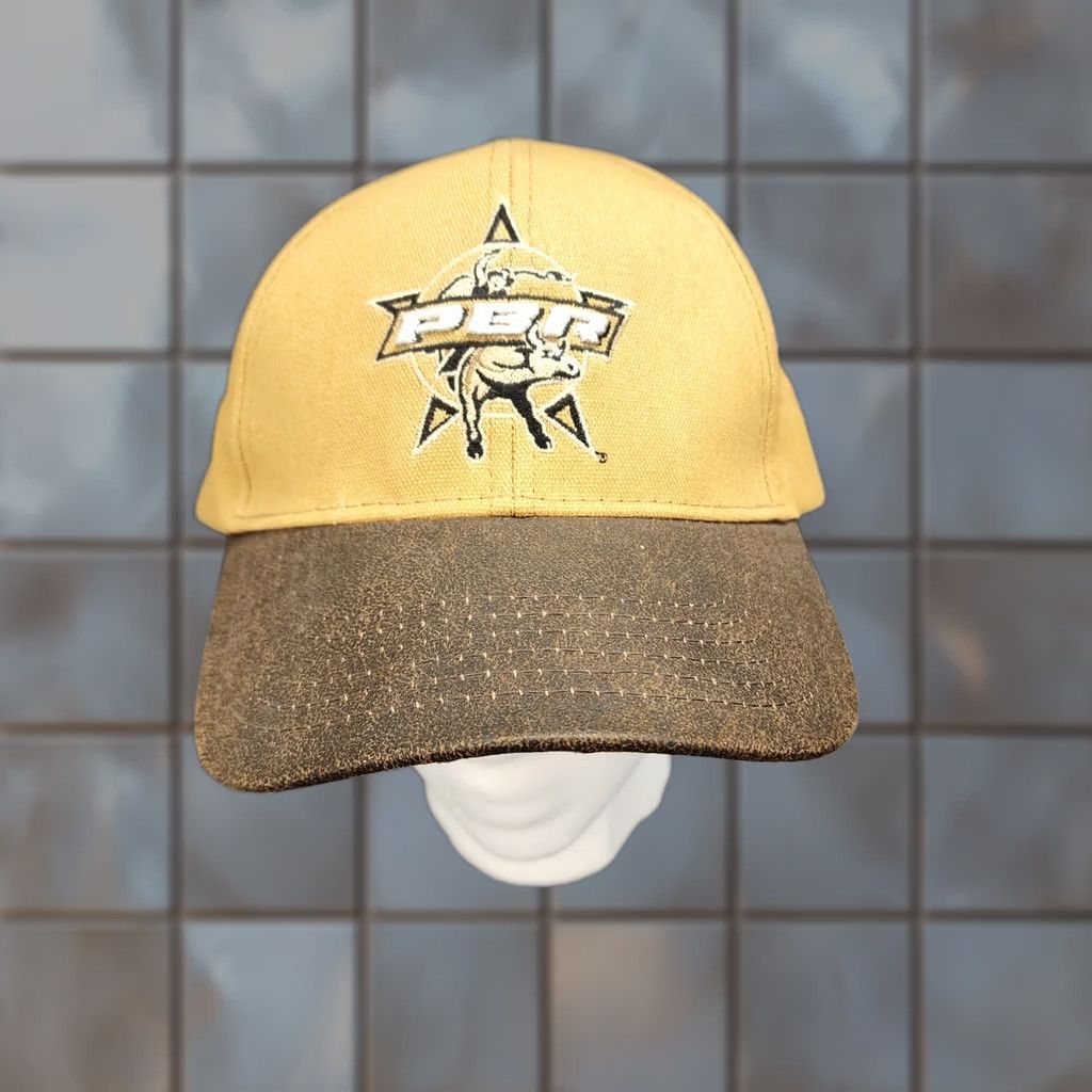 Vintage PBR Hat Cap Tan Brown Strapback Rodeo Western Buckle Up Baseball Cap Mens One Size Tan Buckle Up Size ONE SIZE - 1 Thumbnail