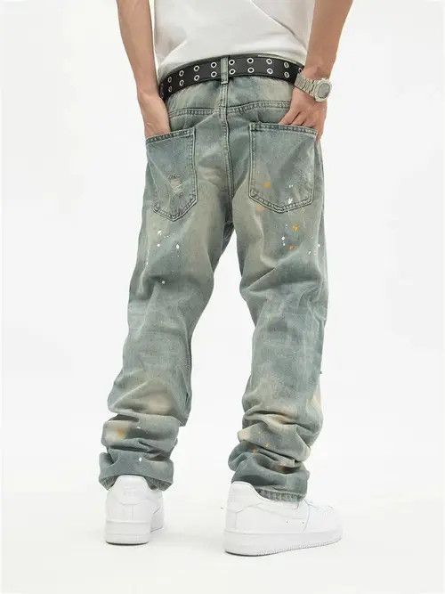 Jean Retro street hip hop distressed washed straight jeans Size US 30 / EU 46 - 6 Thumbnail