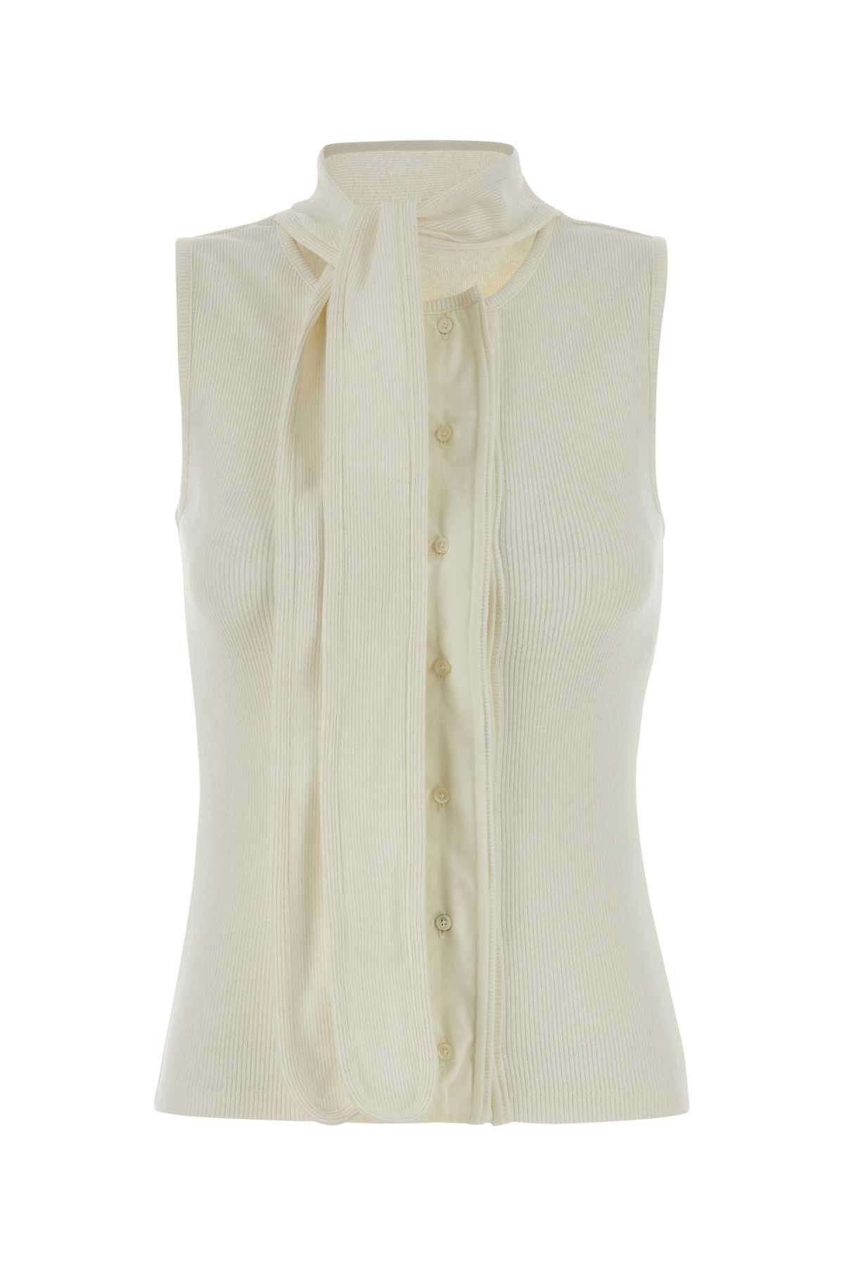 Lemaire White Stretch Cotton Blend Vest Size M / US 6-8 / IT 42-44 - 1 Thumbnail