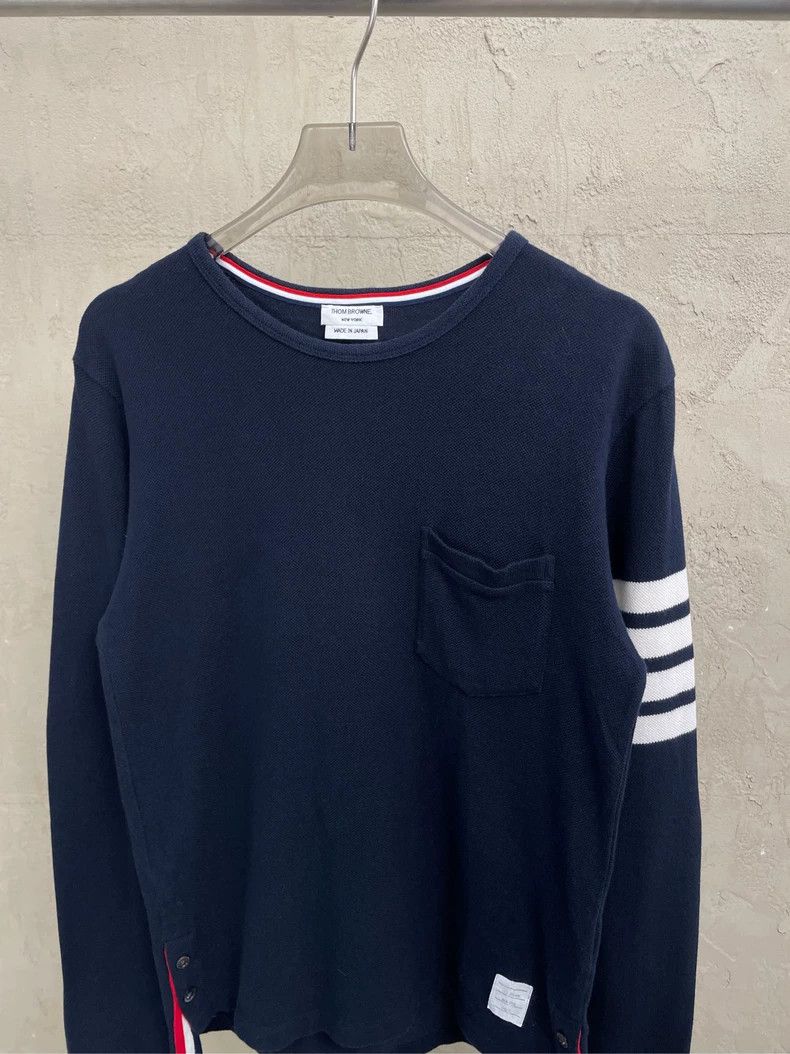 Thom Browne Thom browne Dark blue four-striped long-sleeved T-shirt 250 Size US XS / EU 42 / 0 - 3 Thumbnail
