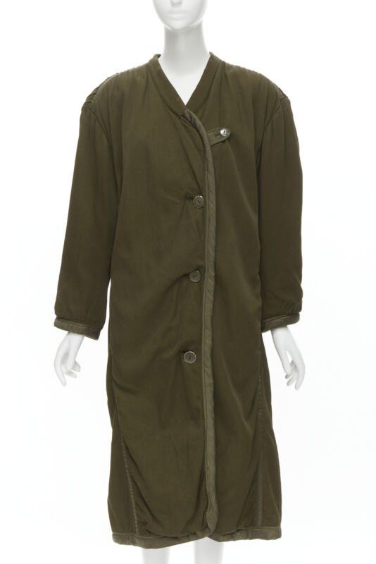 Issey Miyake ISSEY MIYAKE 1980's Vintage khaki green padded shoulder oversized coat M Rare Size M / US 6-8 / IT 42-44 - 1 Thumbnail