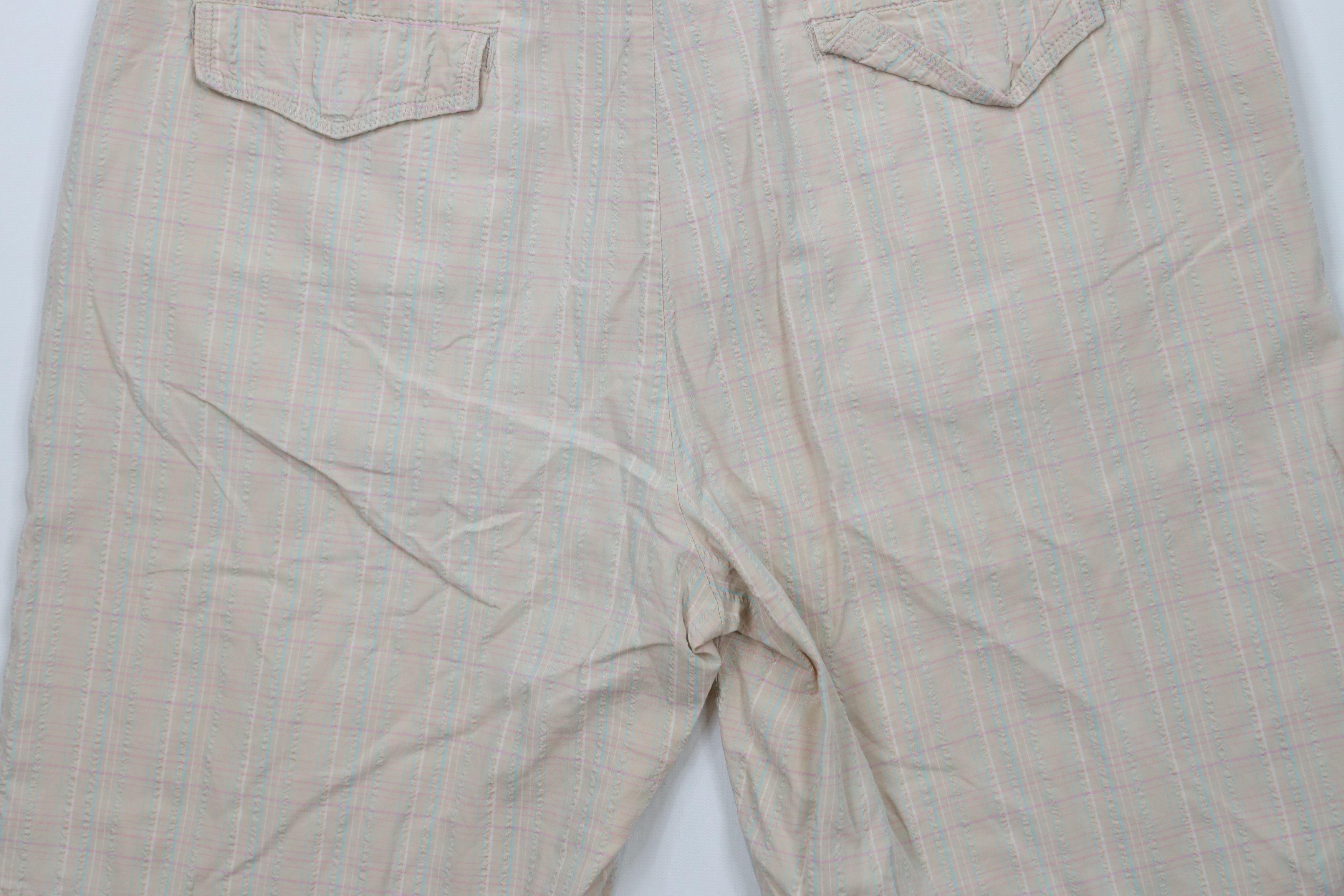 Vintage × Woolrich Woolen Mills Vintage 90s Woolrich Pastel Seersucker Bermuda Chino Shorts Size 34" / US 12 / IT 48 - 11 Thumbnail