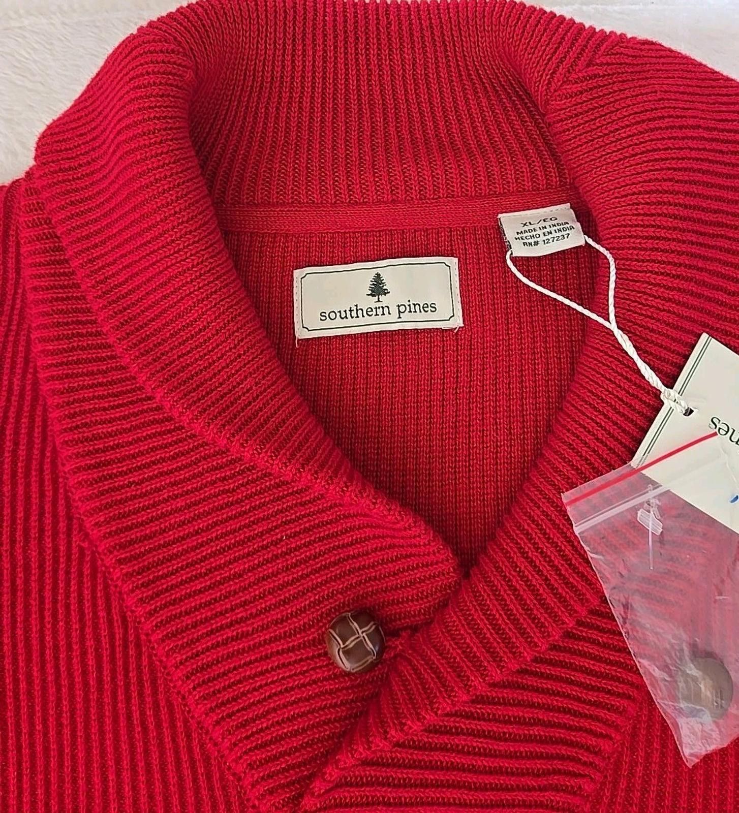 Southern Tide Southern Pines Collared Pullover Sweater XL Red Cotton NWT Size US XL / EU 56 / 4 - 3 Thumbnail