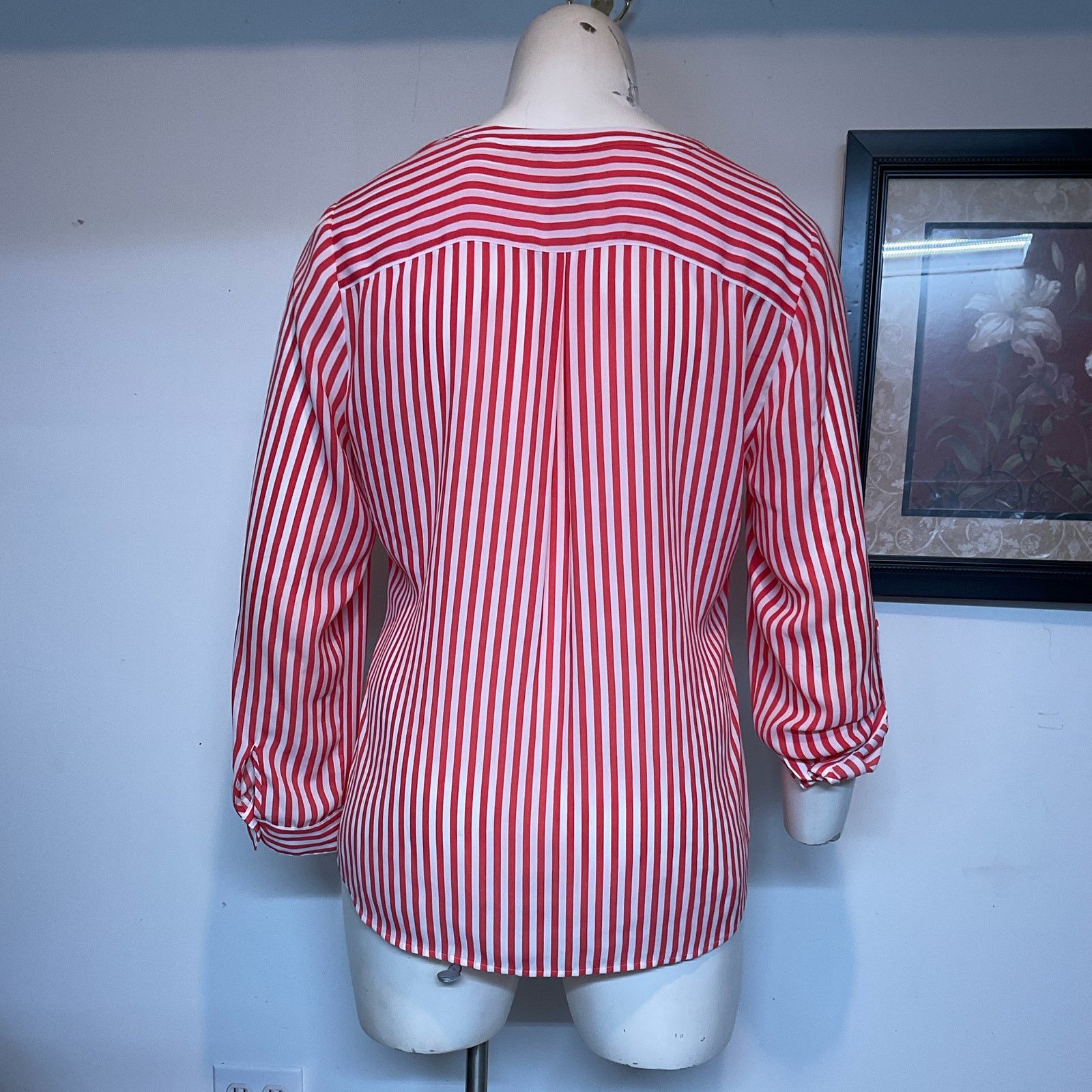 Chicos Chicos Blouse Womens Size 2 Large Coral White Stripe Size L / US 10 / IT 46 - 13 Thumbnail