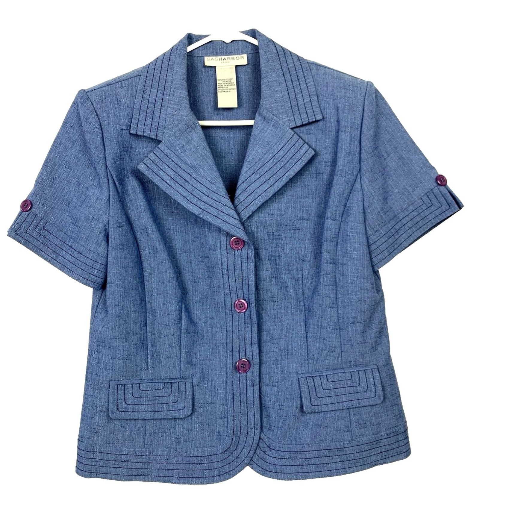 Vintage VINTAGE Sag Harbor Blue Short Sleeve Blazer Pants Suit Womens 8 Size 30" / US 8 / IT 44 - 2 Thumbnail