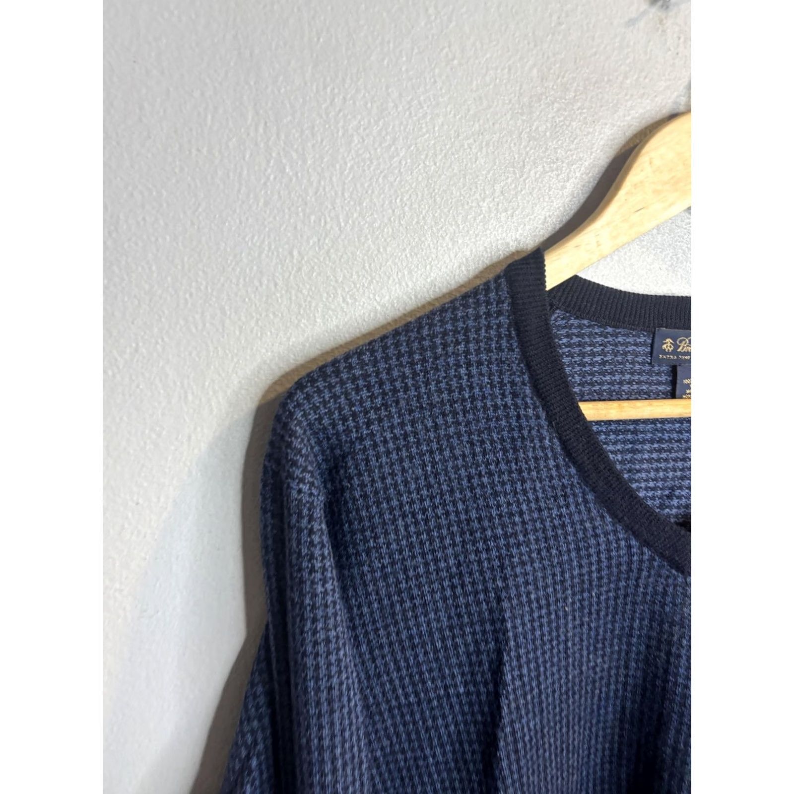 Brooks Brothers Brooks Brothers Sweater Mens XL Blue Check V-Neck Wool Knit Pullover Short Pattern Vintage No Size US XL / EU 56 / 4 - 2 Thumbnail