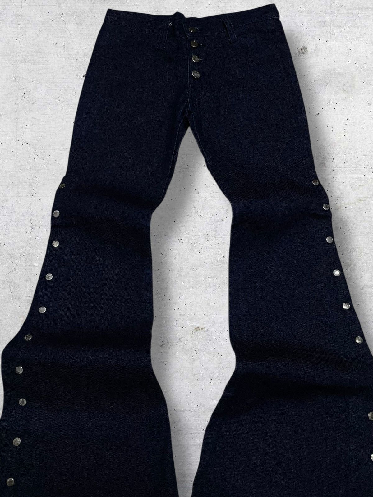 Tornado Mart VINTAGE EGOITS CRAFTE JAPAN DESIGNER 90S FLARED BUTTON DENIM Size US 28 / EU 44 - 4 Thumbnail