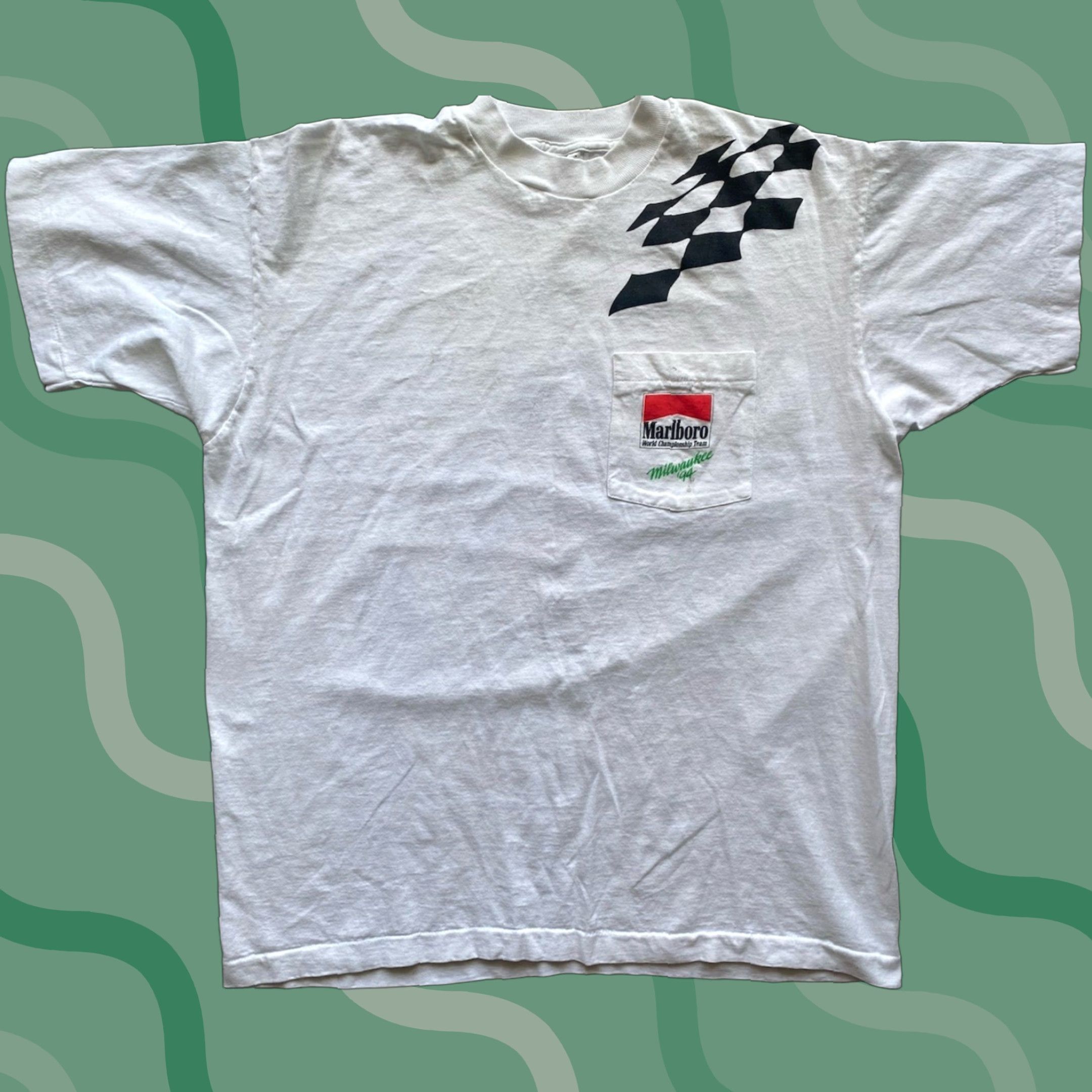 Fruit Of The Loom VINTAGE Marlboro World Championship Racing 1994 Milwaukee Shirt XL White Mens Short Sleeve T-Shirt/Fruit of the Loom Size US XL / EU 56 / 4 - 1 Thumbnail