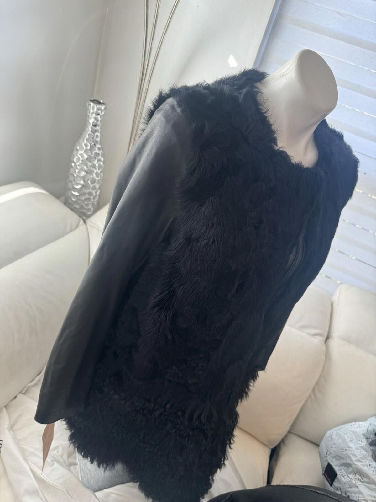 Majestic Maje Genuine Leather Genuine Fur Black Warm Coat Sz 38/S Size S / US 4 / IT 40 - 7 Thumbnail