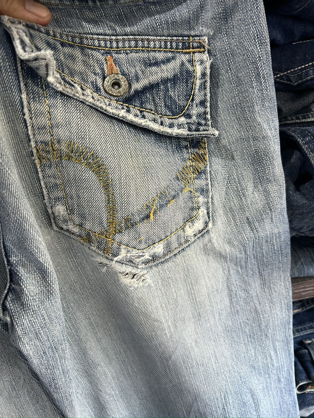 Japanese Brand 🔥Brappers Wide Leg Distressed Denim Size 31" - 12 Thumbnail