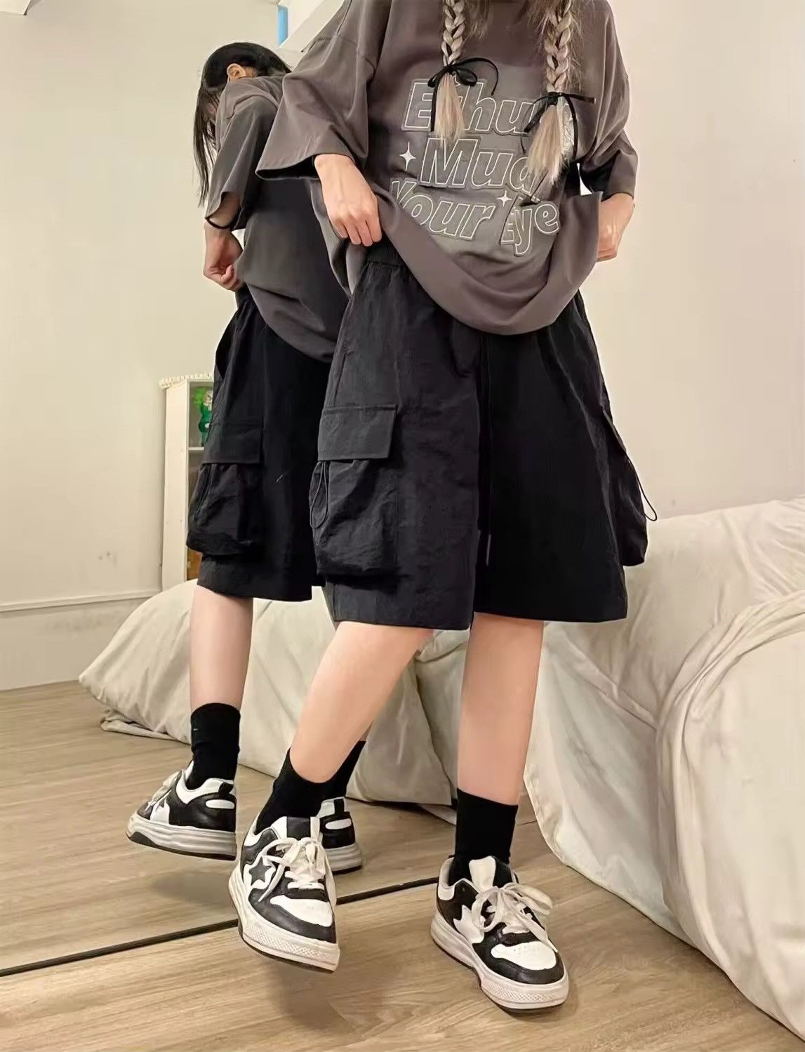 Other × Vintage Outdoor Utility Cargo Black Loose Shorts Size US 34 / EU 50 - 2 Thumbnail