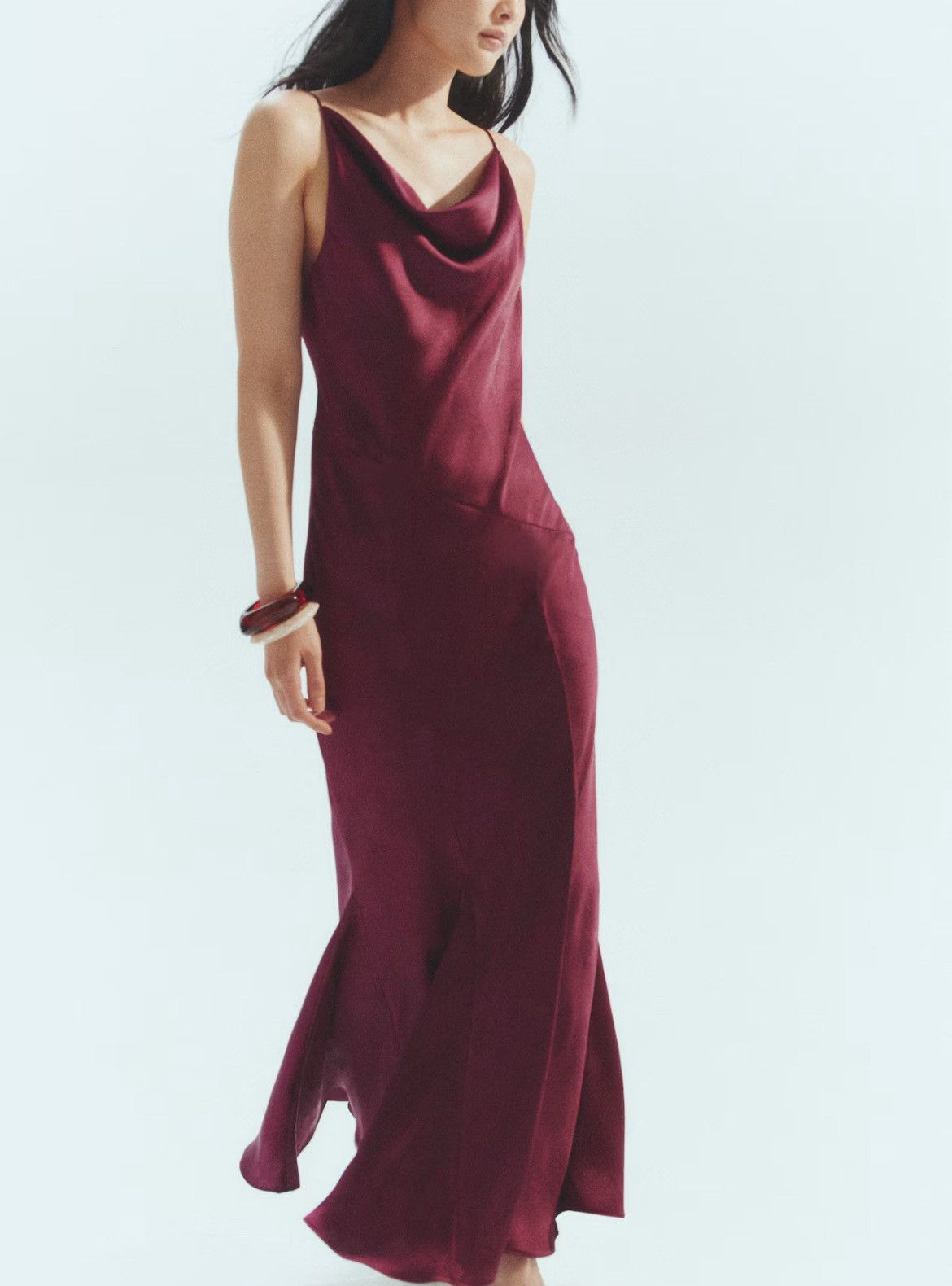 H&M H&M Burgundy Satin Slip Dress Size L / US 10 / IT 46 - 1 Thumbnail