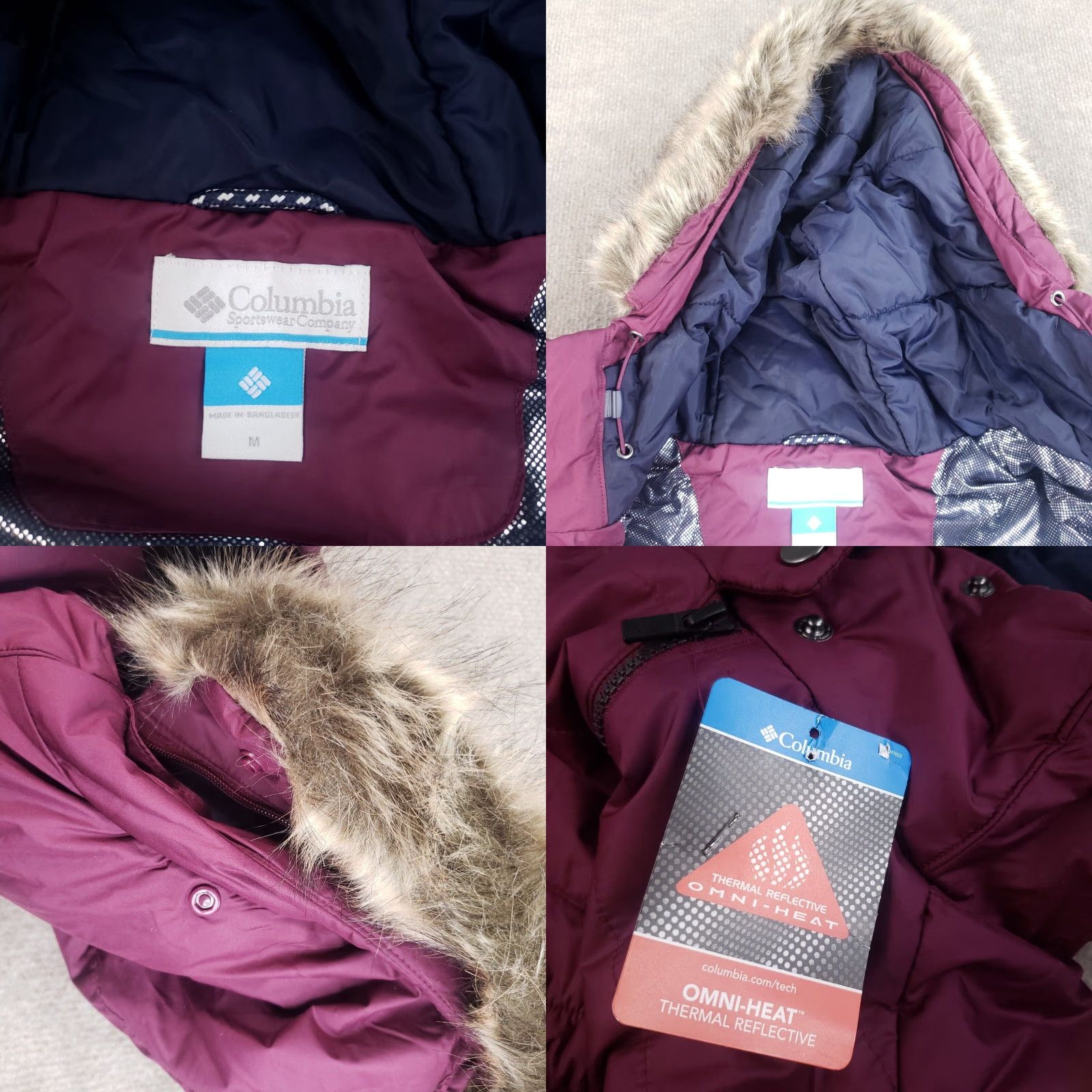 Vintage Columbia Jacket Women's M Purple Hooded Full Zip Pockets Winter Omni-Tech Size M / US 6-8 / IT 42-44 - 8 Thumbnail