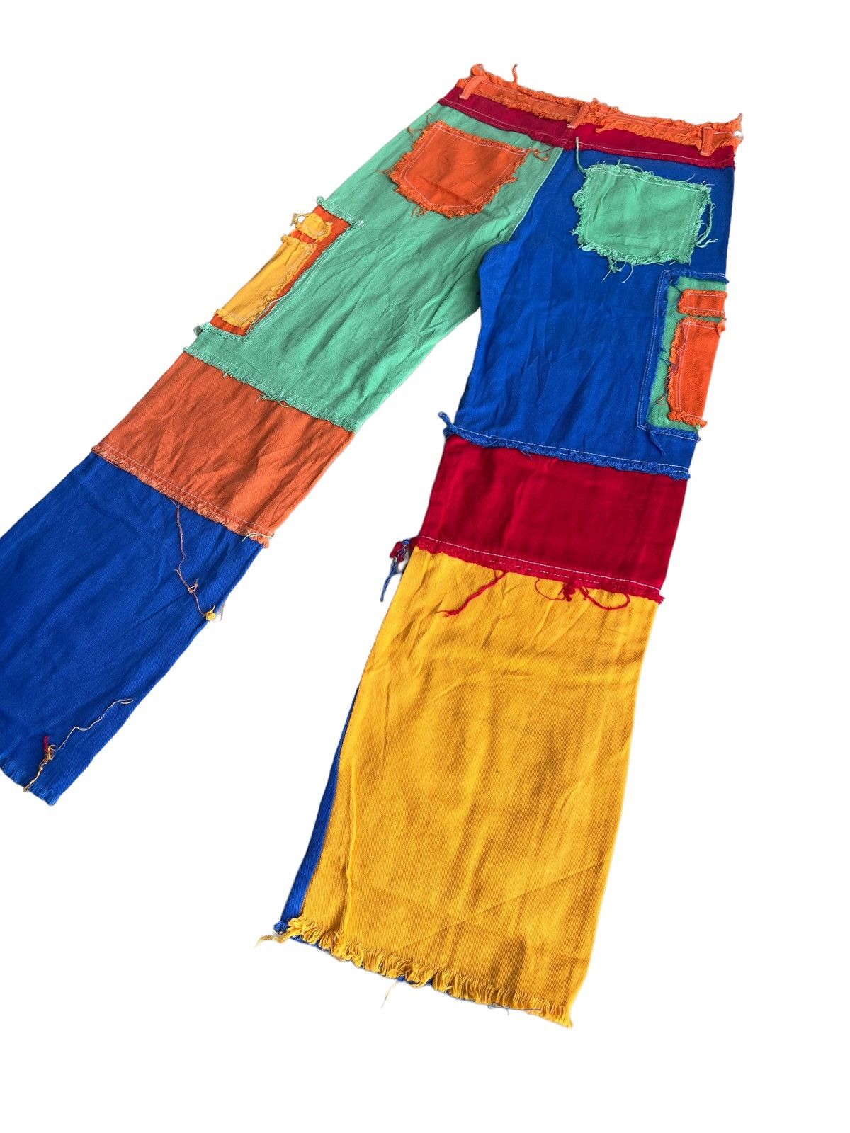 Japanese Brand Insane Beautiful Crazy Patchwork Multicolor Baggy Denim Jean Size US 33 - 1 Thumbnail