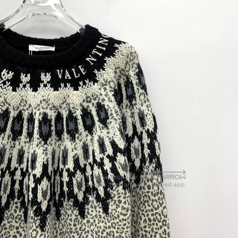 Valentino Valentino Color-blocked leopard print jacquard sheep swea Size US S / EU 44-46 / 1 - 3 Thumbnail