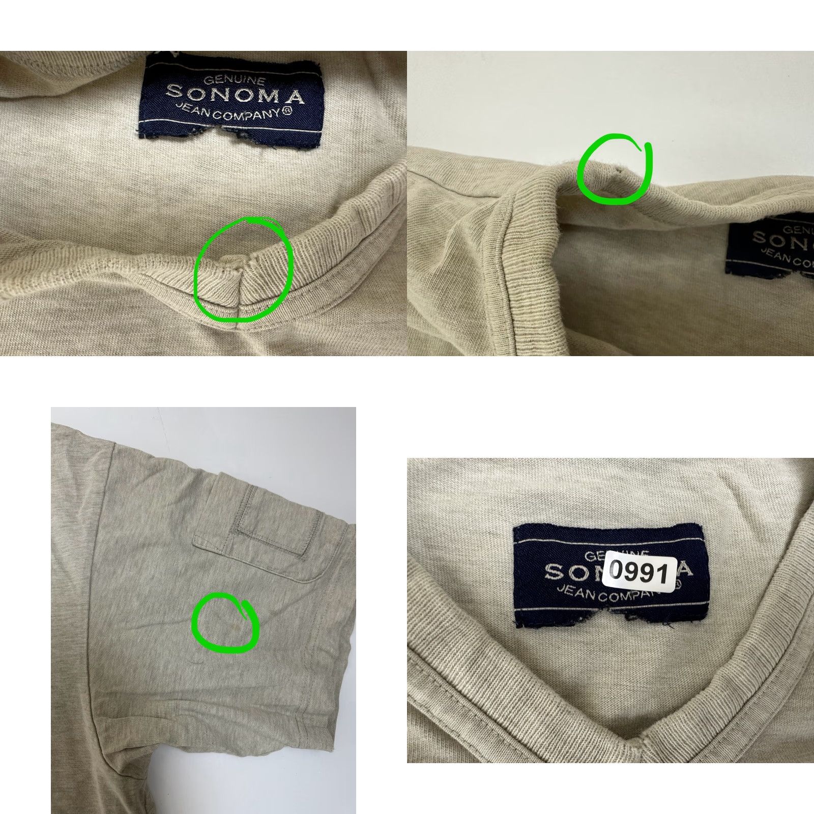Vintage VINTAGE Sonoma V-Neck T-Shirt XL Men Heavyweight Casual 90s Minimal Pockets Beige Heather Sleeve-Pocket Old School 90s Mens Shirt Size US XL / EU 56 / 4 - 9 Thumbnail