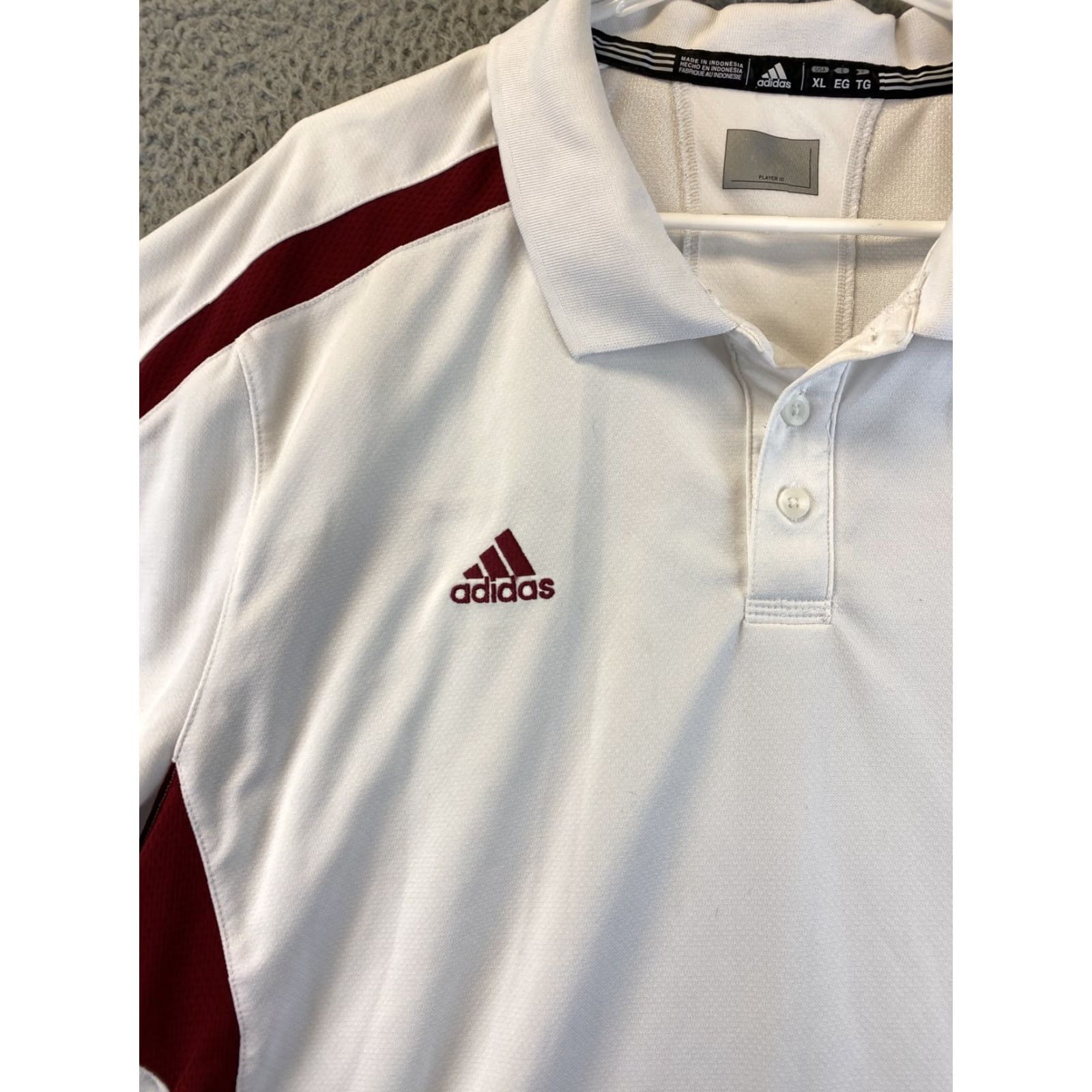 Adidas Adidas Ultimate White Maroon Golf Casual Polo Shirt XL Denver Logo /72-40 Size US XL / EU 56 / 4 - 4 Thumbnail