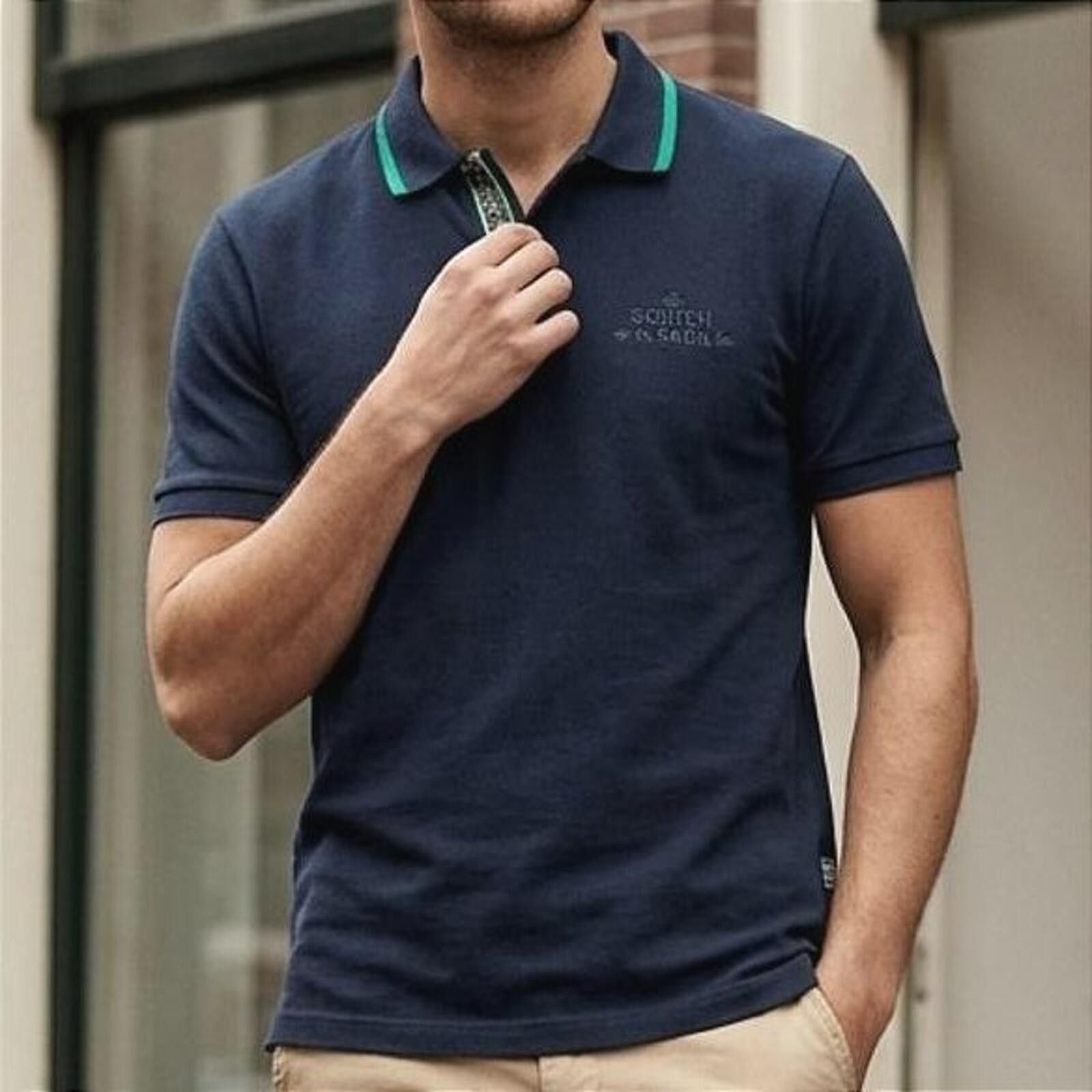 Scotch & Soda Scotch & Soda Amsterdam 100% Cotton Golf Polo Navy Medium Size US M / EU 48-50 / 2 - 1 Thumbnail