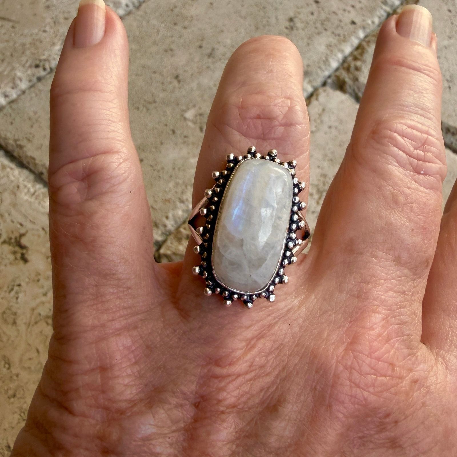 The Unbranded Brand Rainbow Moonstone 925 Silver Overlay Ring Size 9 Size ONE SIZE - 9 Thumbnail