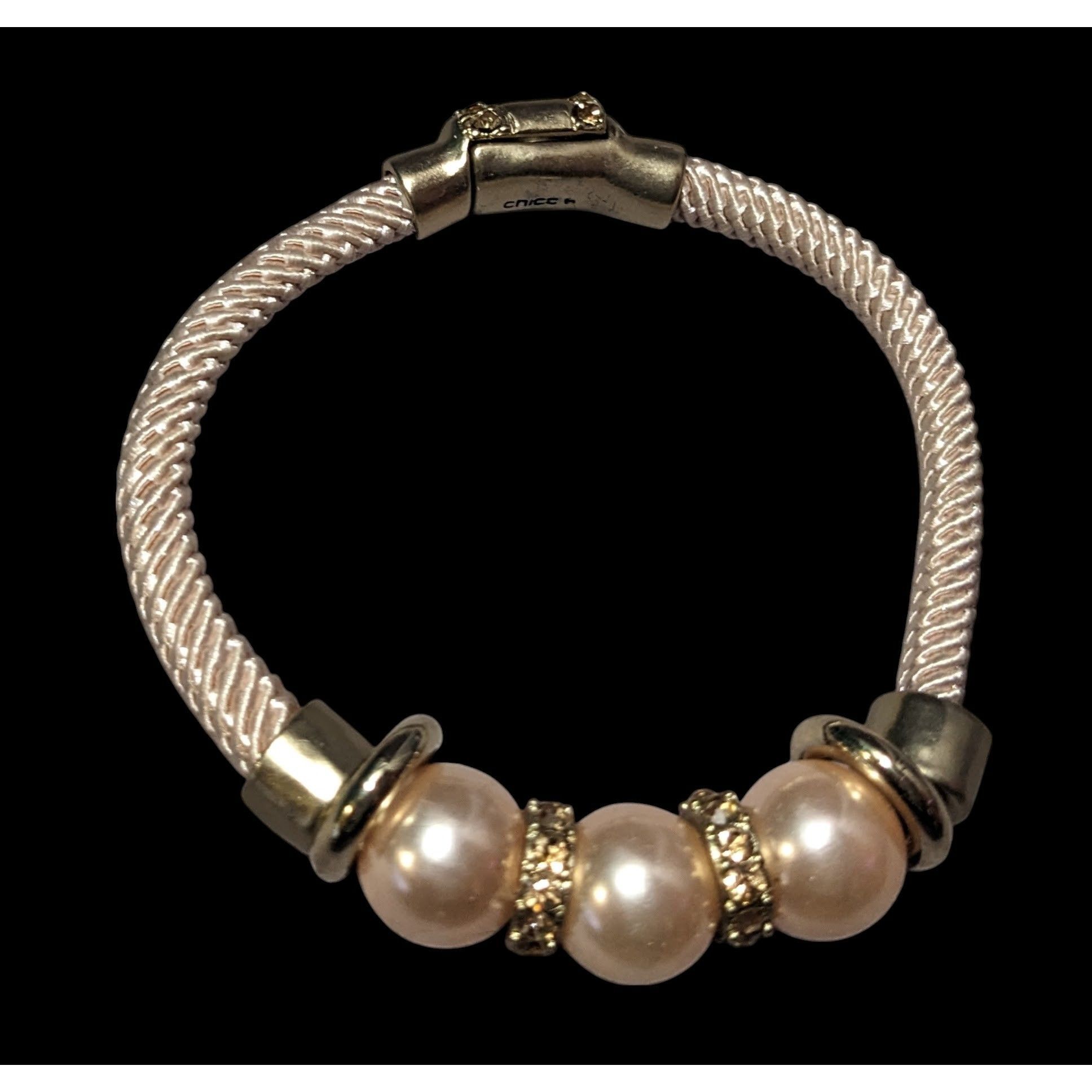 Chicos Elegant Glam Chico's Cream And Gold Tone Faux Pearl Rhinesto Size ONE SIZE - 2 Thumbnail