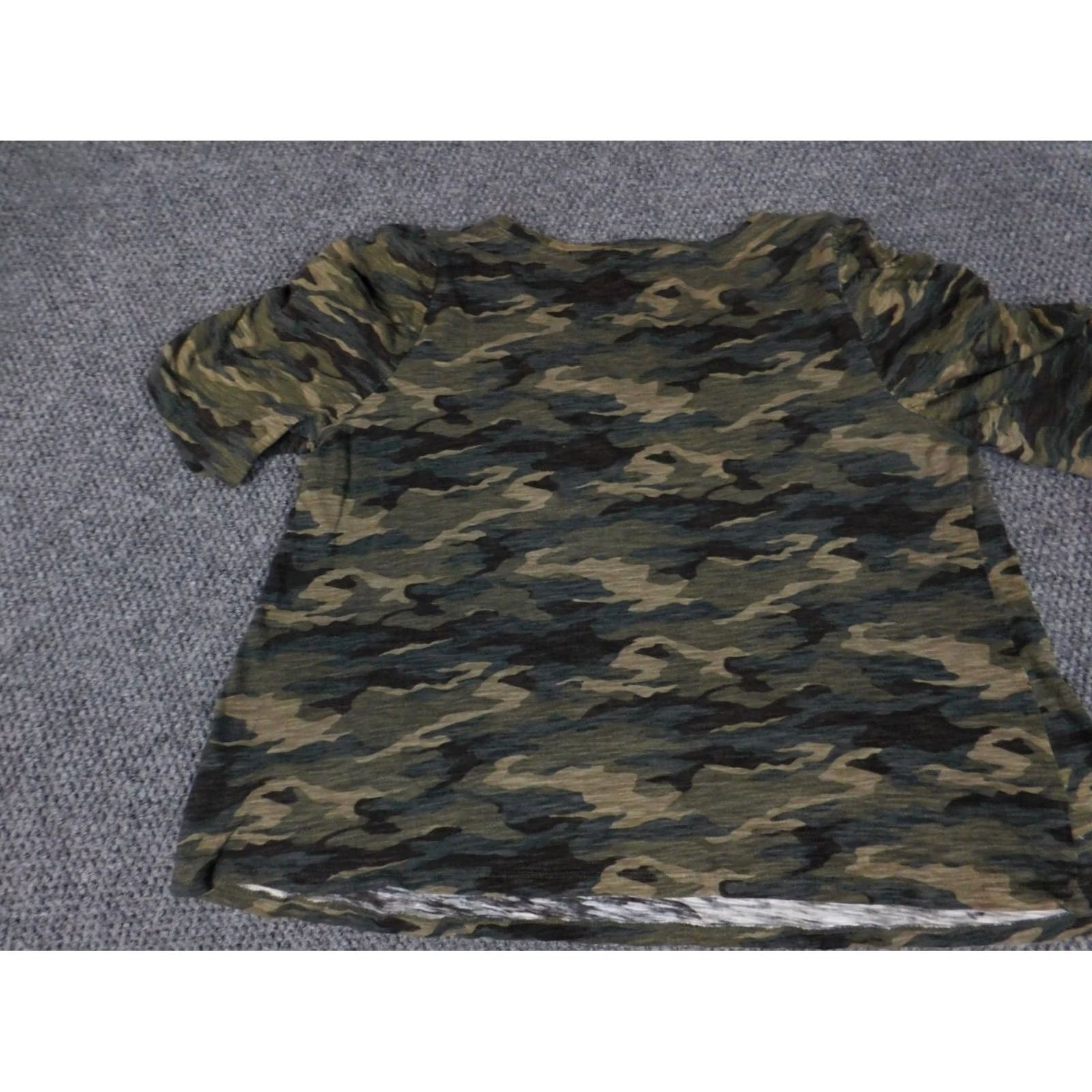 Vintage Carol Rose Womens Blouse M Green Camouflage Short Sleeve Crew Neck Pullover 100% Cotton Rayon Basic Casual Stretch Regular Womens Size M / US 6-8 / IT 42-44 - 7 Thumbnail