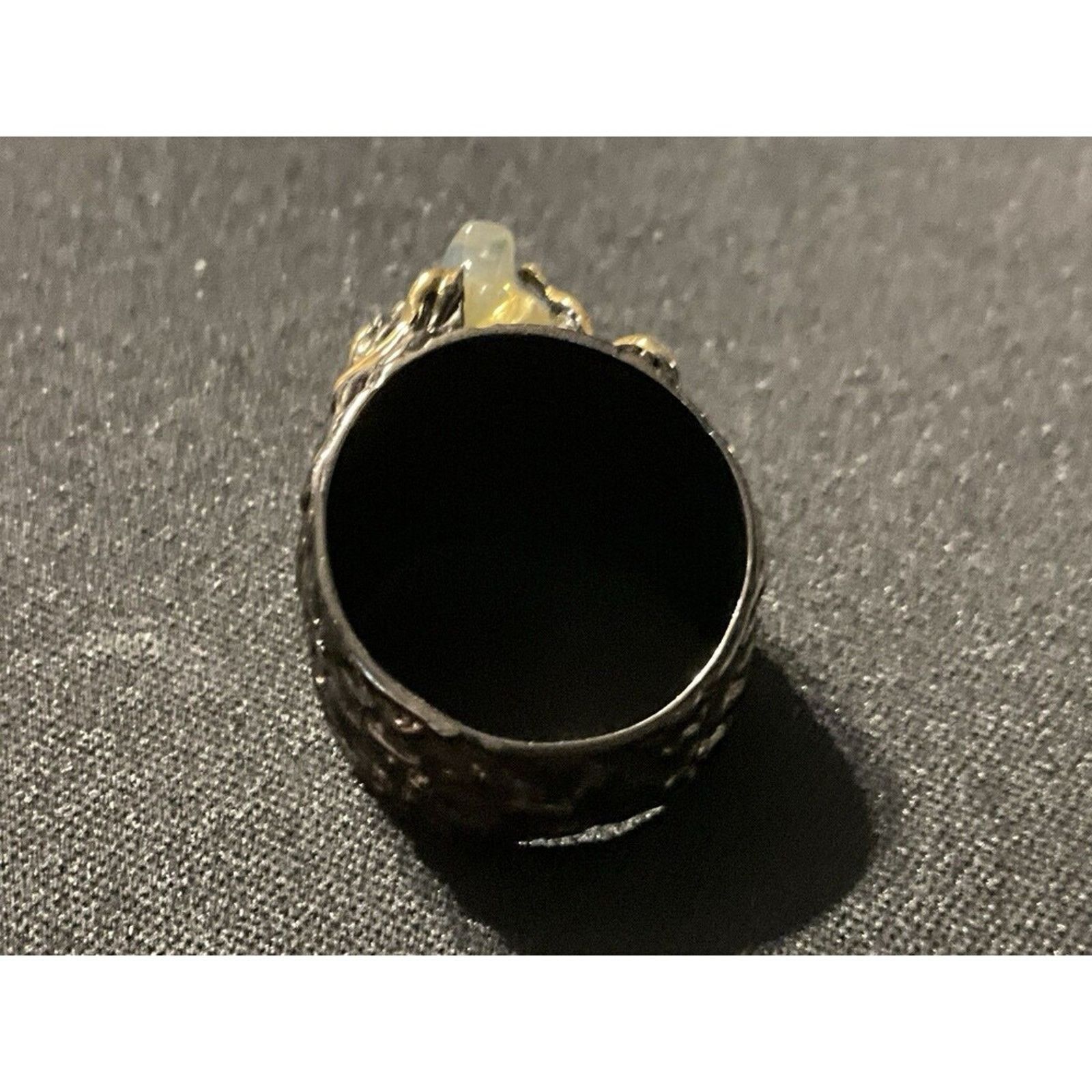 Other 925 Rhodium & Gold, Black Plated Gothic Opal Stone Size 7.5 Size ONE SIZE - 5 Thumbnail