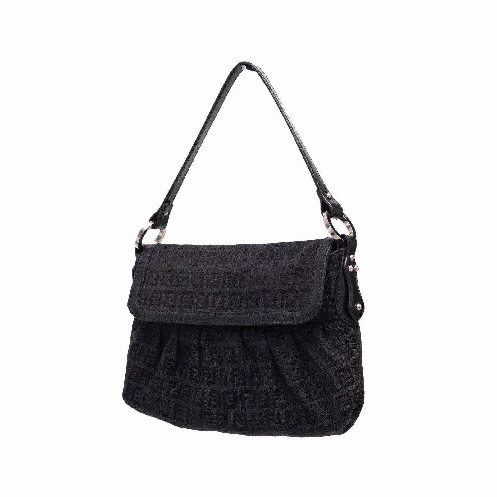 Fendi FENDI Black Zucchino FF Smal Chef Canvas Bag Hobo Shoulder Size ONE SIZE - 3 Thumbnail