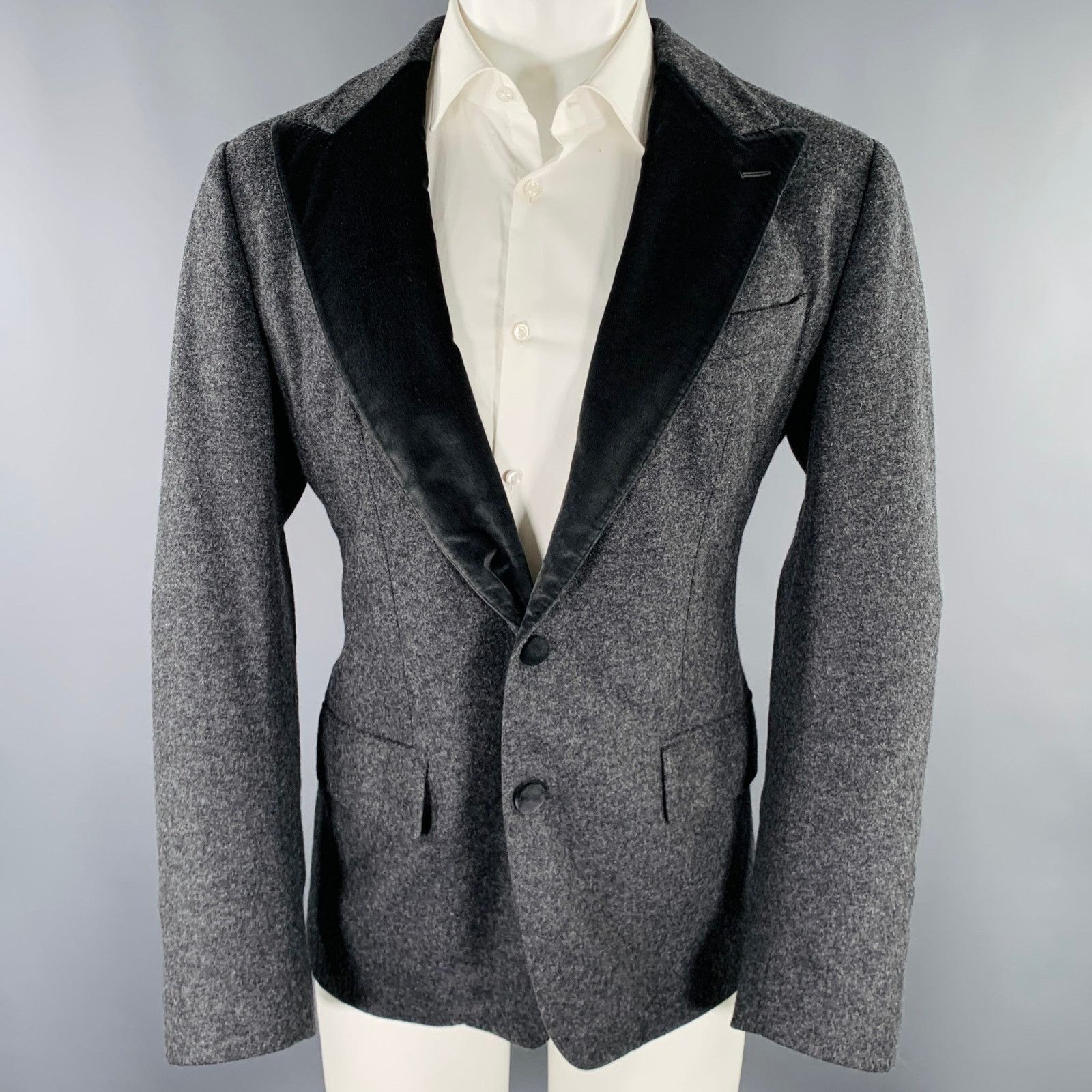 Dolce & Gabbana Size 40 Long Grey Two Toned Virgin Wool Blend Sport Coat Size 40R - 1 Thumbnail