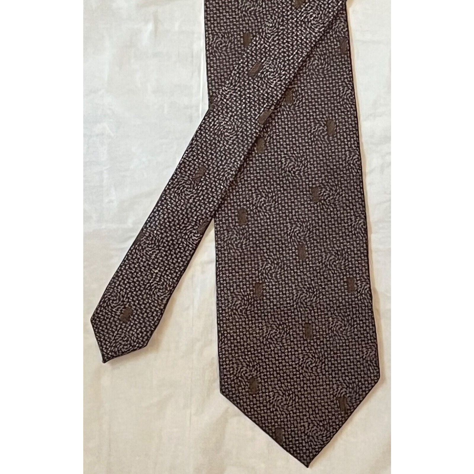 Other Vintage Format silk tie ~ Brown & Black ~ necktie Size ONE SIZE - 6 Thumbnail