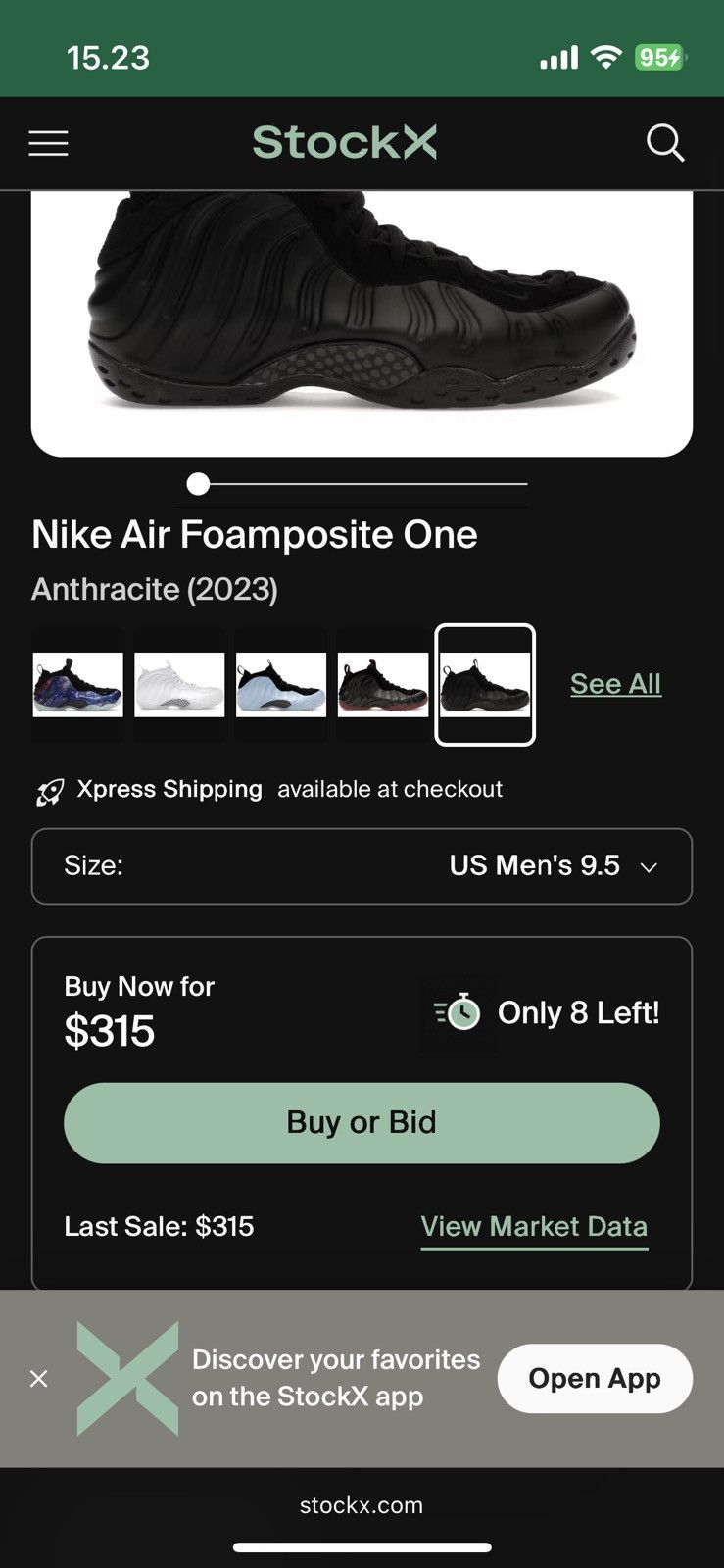 Nike Nike Air Foamposite One Black/Black/Anthracite Size US 9.5 / EU 42-43 - 10 Thumbnail