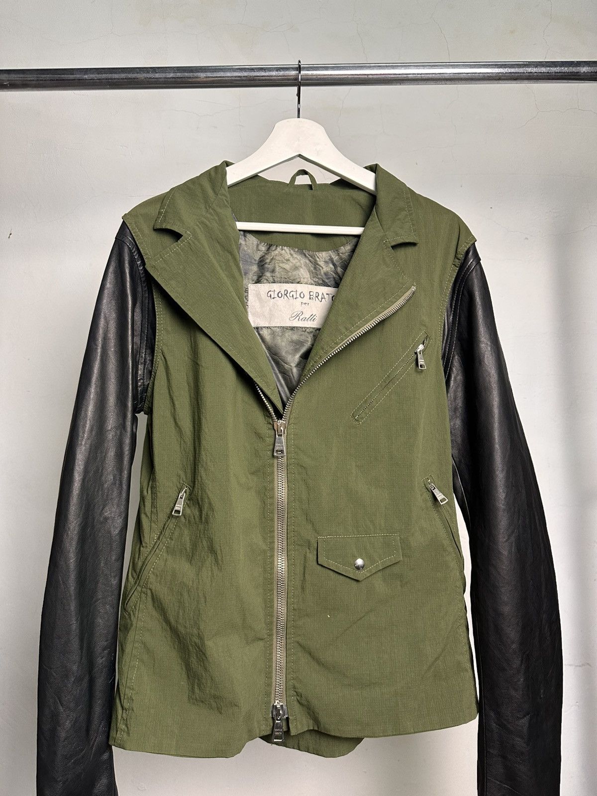 Giorgio Brato Giorgio Brato Ripstop Hybrid Leather Ratti Biker Jacket Size US L / EU 52-54 / 3 - 3 Thumbnail