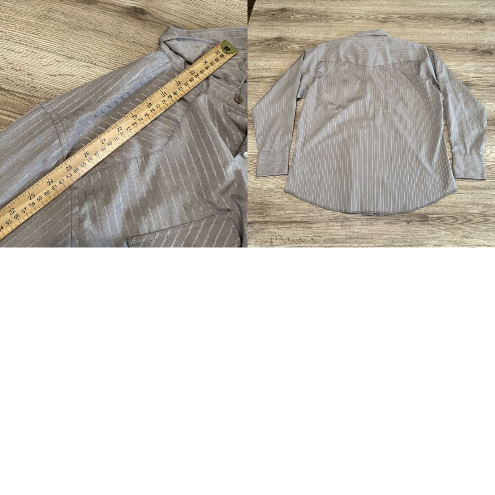 Wrangler VINTAGE Wrangler Men's Western Shirt XL Long Sleeve Striped Tan Pearl Snap Buttons Size US XL / EU 56 / 4 - 8 Thumbnail